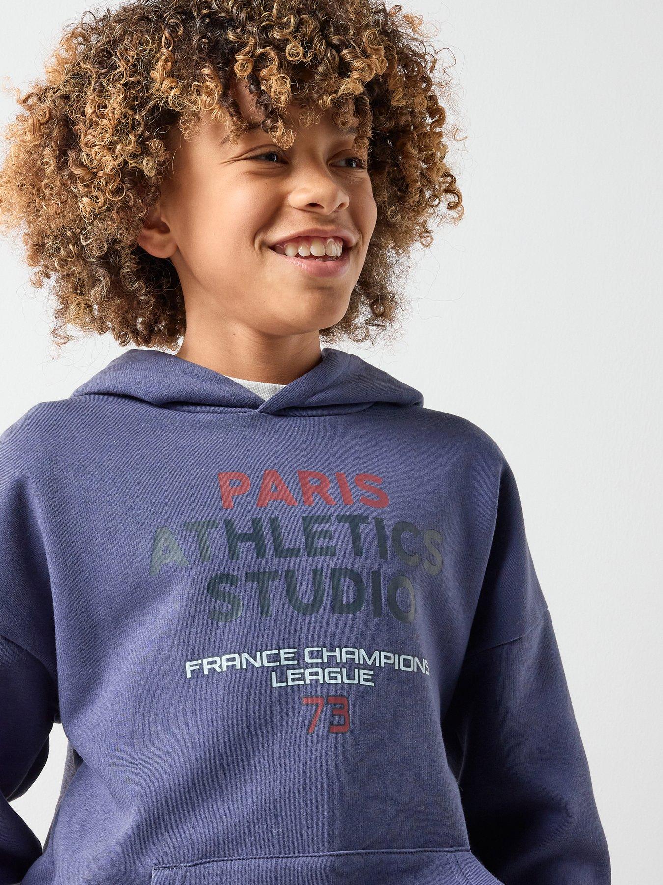 The Very Collection Boys Paris Athletics Graphic Hoodie - Navy