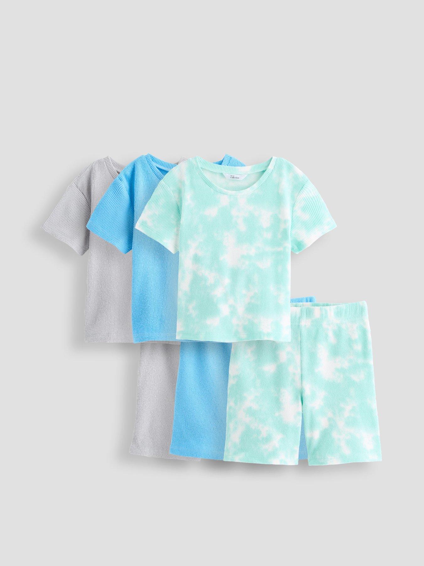 Image 1 of 6 of The Very Collection 3 Pack Tie Dye Textured Pyjama Shortie Set - Multi