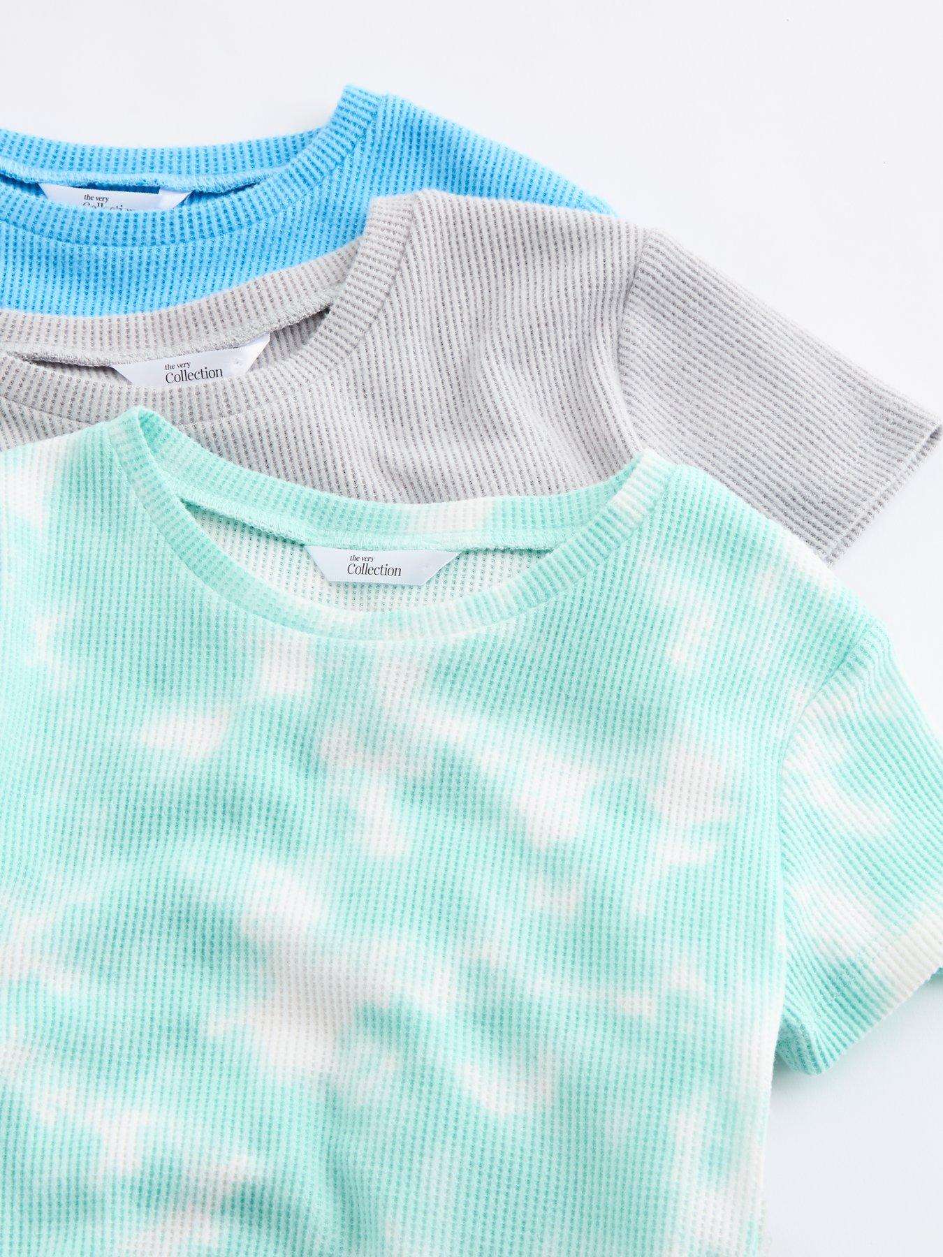 Image 4 of 6 of The Very Collection 3 Pack Tie Dye Textured Pyjama Shortie Set - Multi
