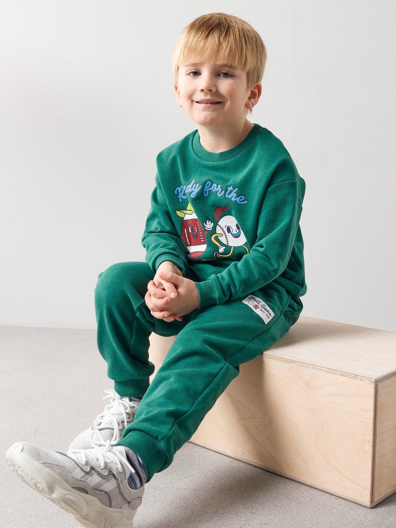 The Very Collection Boys Fun Character Sweatshirt And Joggers Set - Green