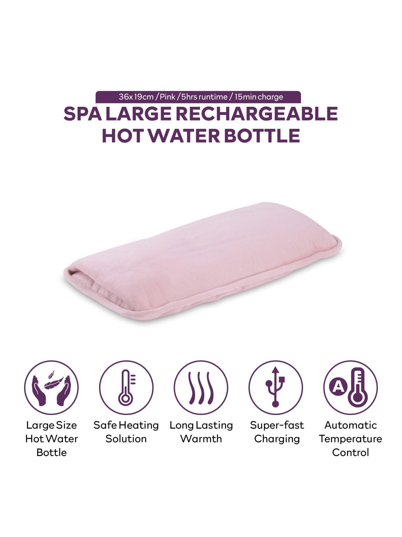  image of carmen-spa-rechargeable-large-hot-water-bottle--pink