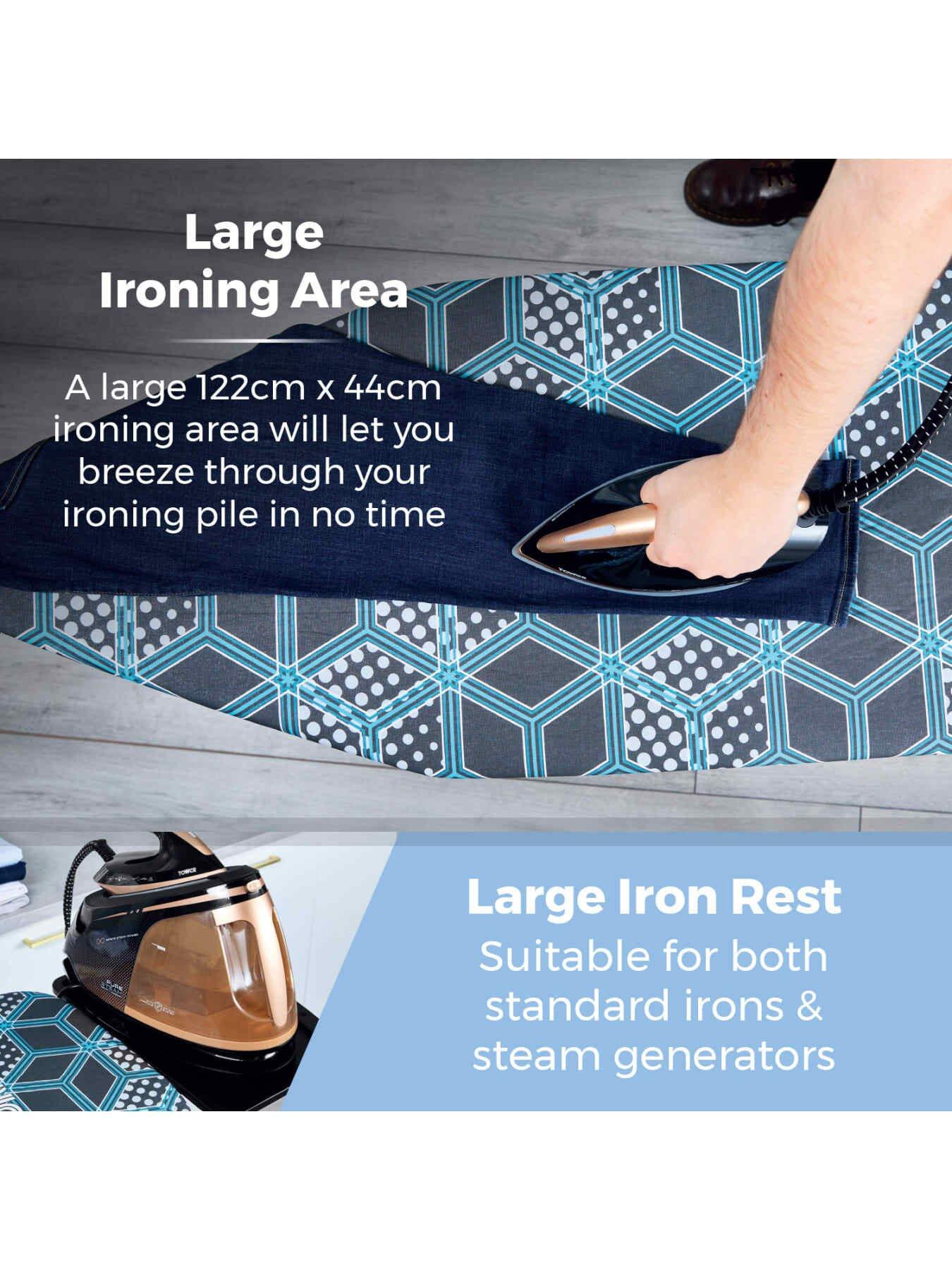  image of tower-geo-pro-oversized-adjustable-ironing-board-black