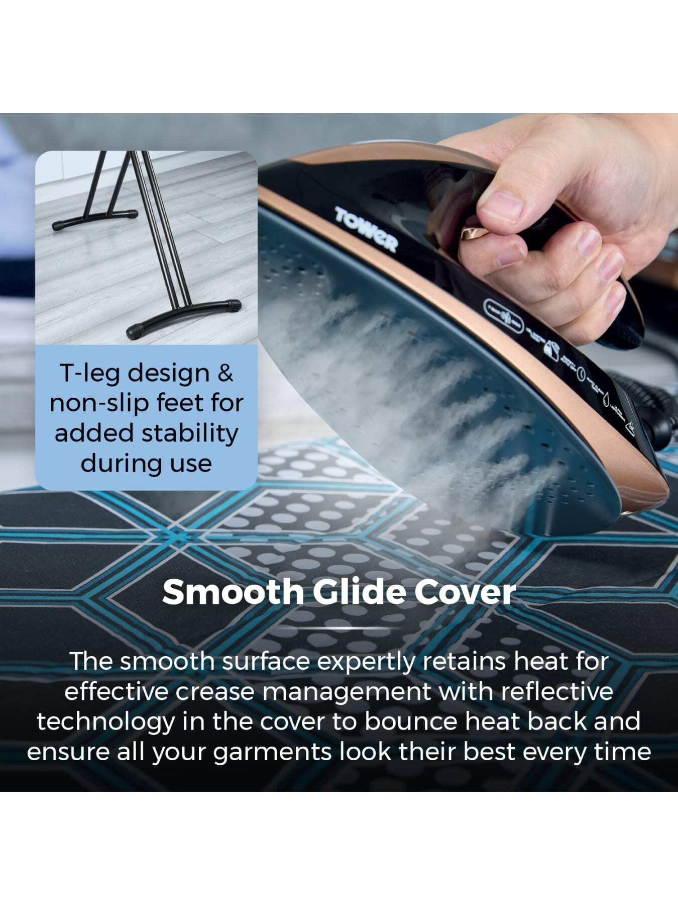  image of tower-geo-pro-oversized-adjustable-ironing-board-black