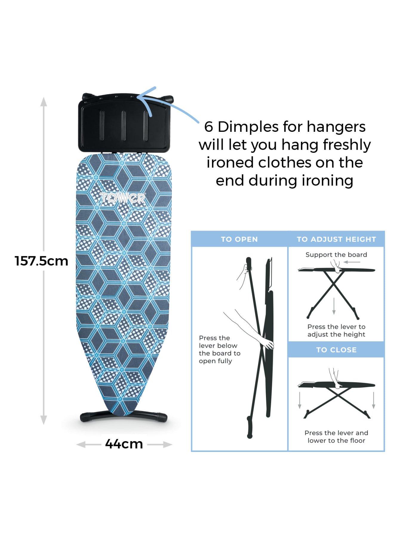  image of tower-geo-pro-oversized-adjustable-ironing-board-black