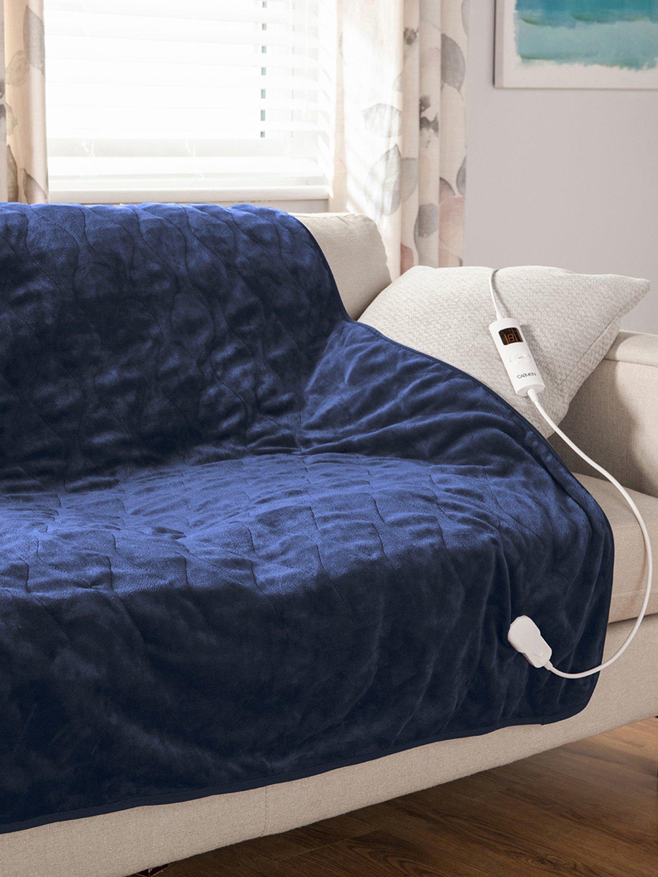 Image 1 of 7 of Carmen Fleece Electric Heated Throw &amp; Over Blanket, Navy