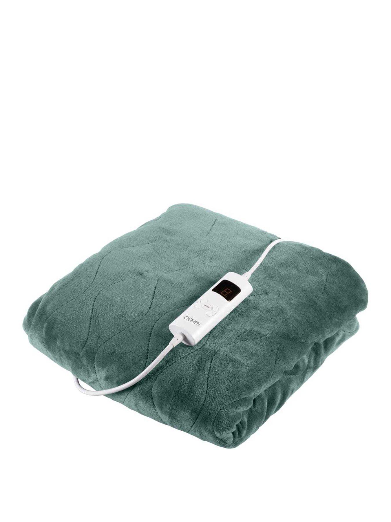  image of carmen-fleece-electric-heated-throw-amp-over-blanket-forest-green
