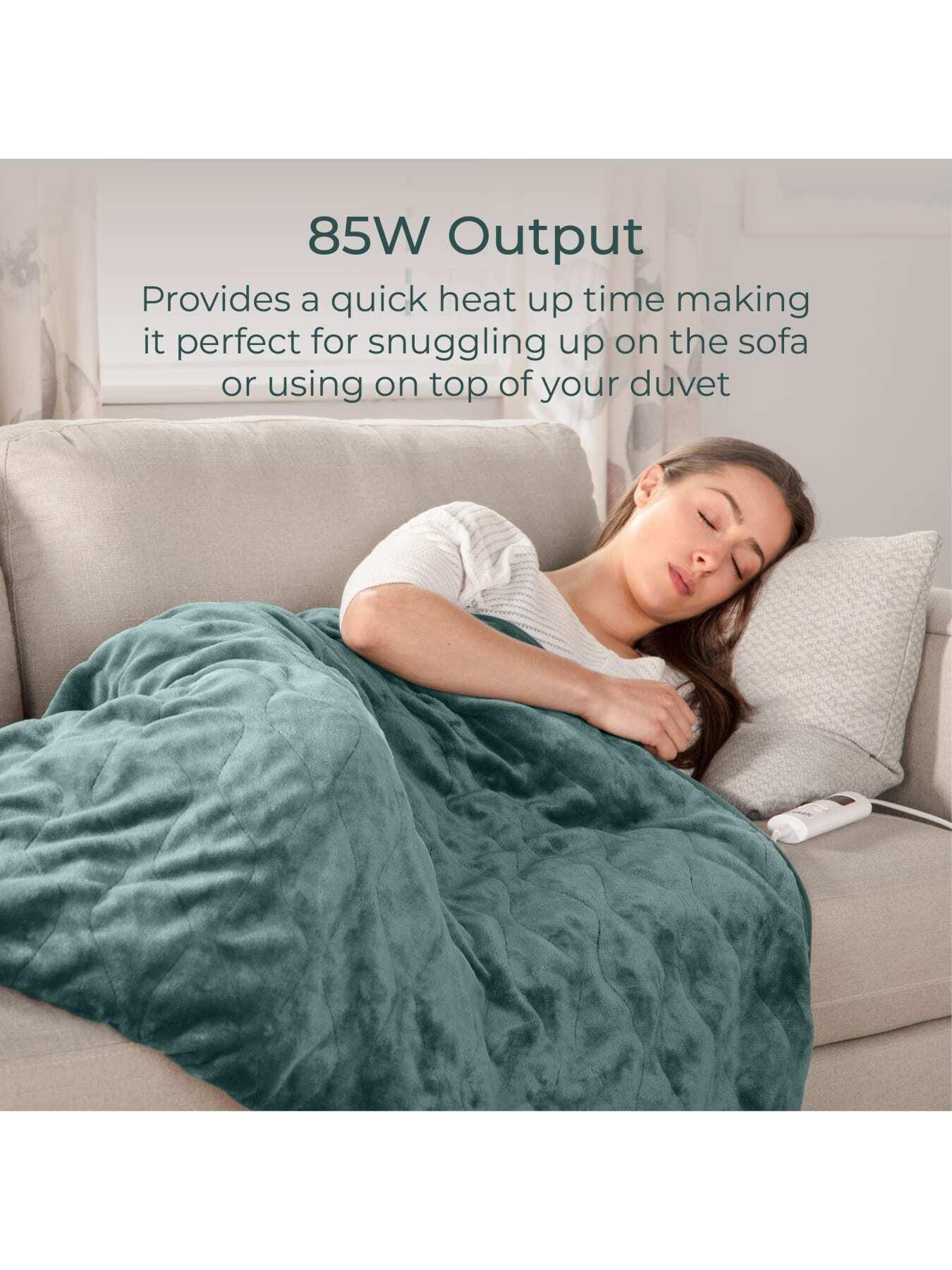  image of carmen-fleece-electric-heated-throw-amp-over-blanket-forest-green