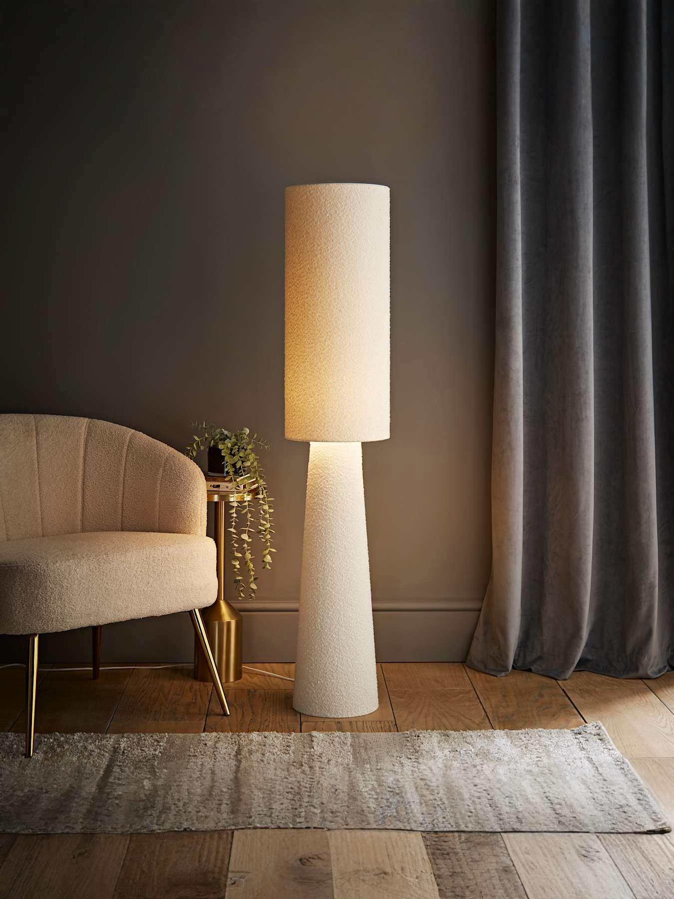 ValueLights Ash Cream Boucle Midi Floor Lamp