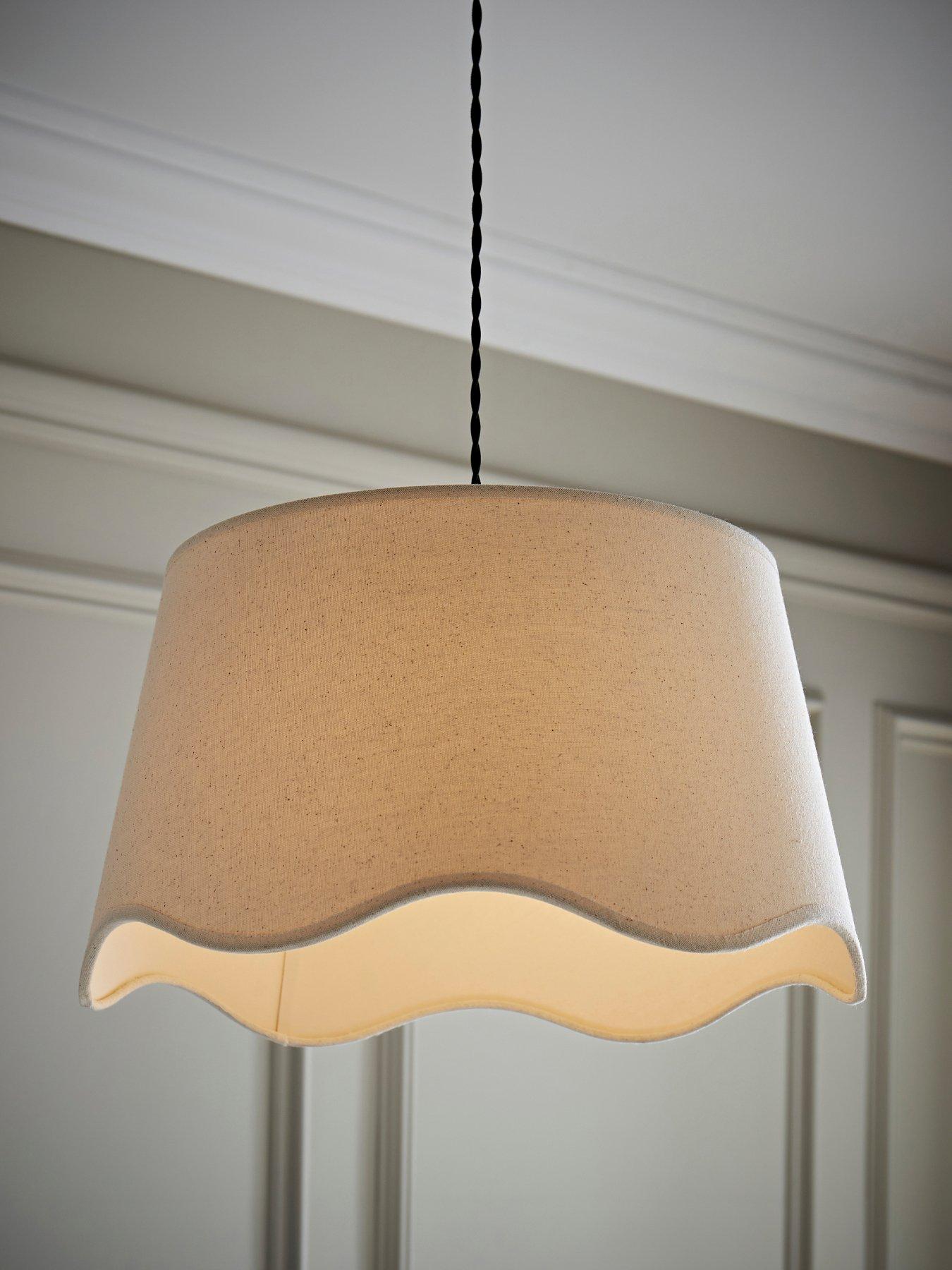undefined Mabel Natural Linen Large 30cm Scallop Edge With Trim Ceiling Light Lamp Shade