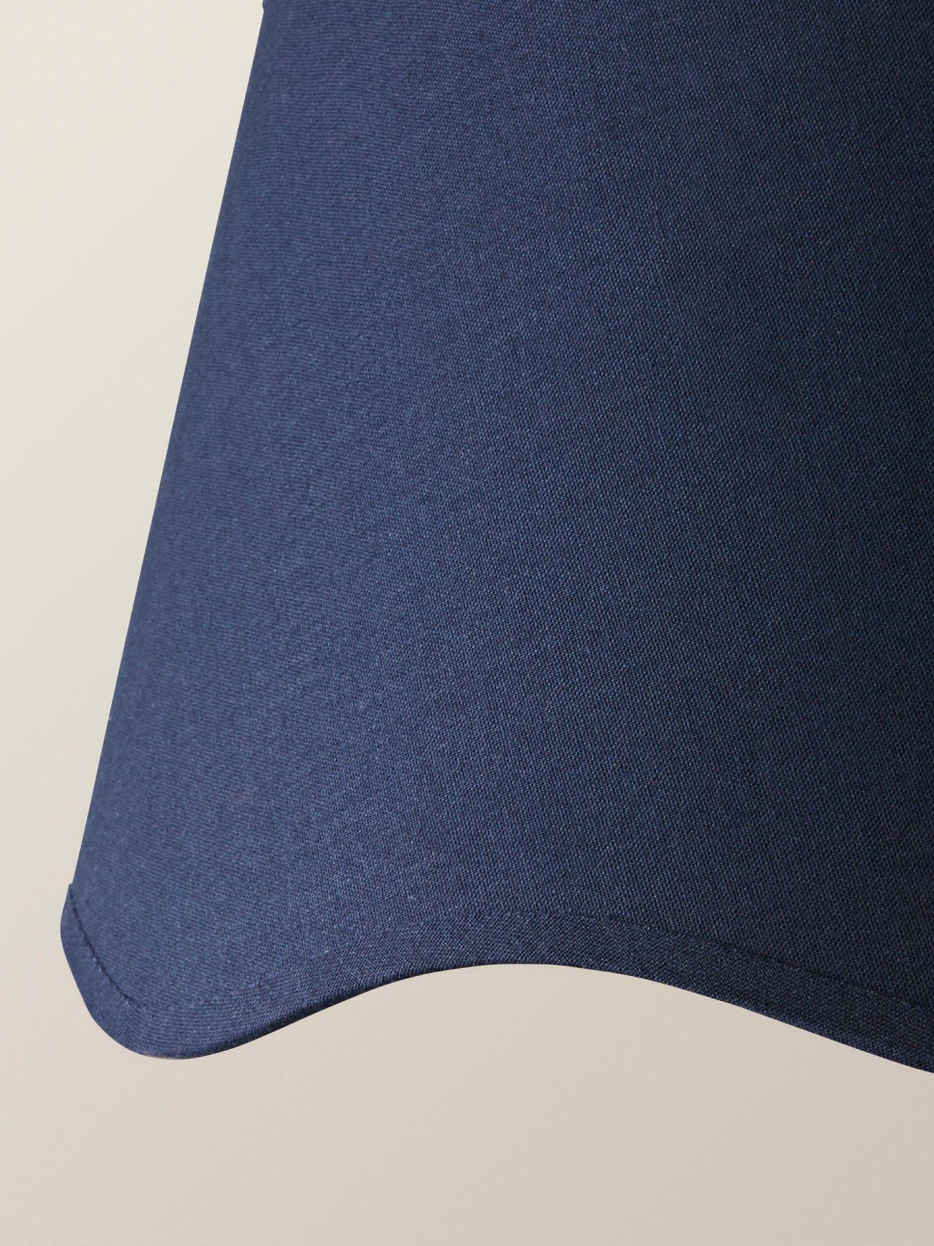 Image 5 of 6 of ValueLights Mabel Navy Blue Linen Large 30cm Scallop Edge With Trim Ceiling Light Lamp Shade