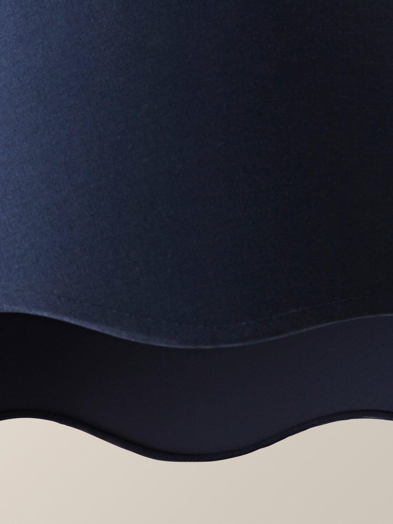 Image 6 of 6 of ValueLights Mabel Navy Blue Linen Large 30cm Scallop Edge With Trim Ceiling Light Lamp Shade