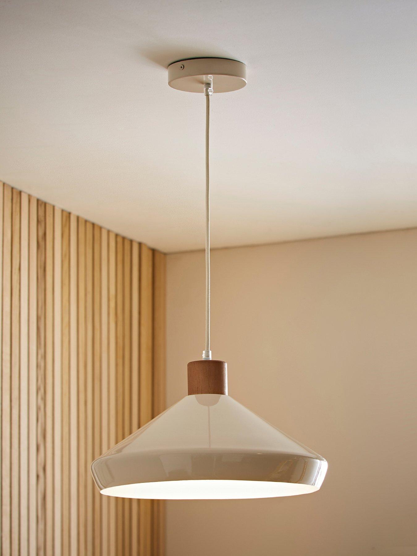 undefined Parker Cream And Walnut Pendant Ceiling Light
