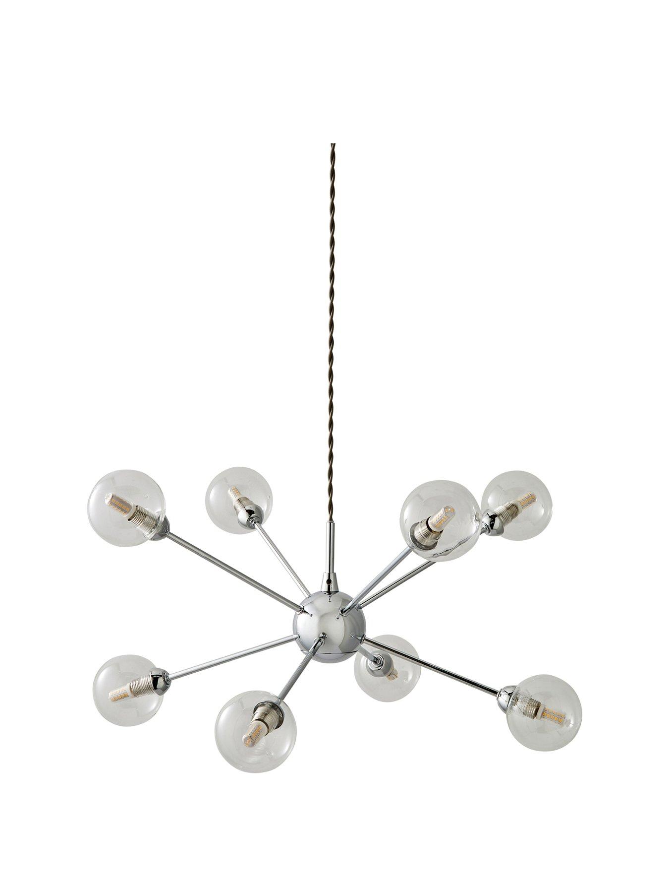 Image 2 of 7 of ValueLights Sputnik Chrome 8 Way Glass Globe Pendant Ceiling Light