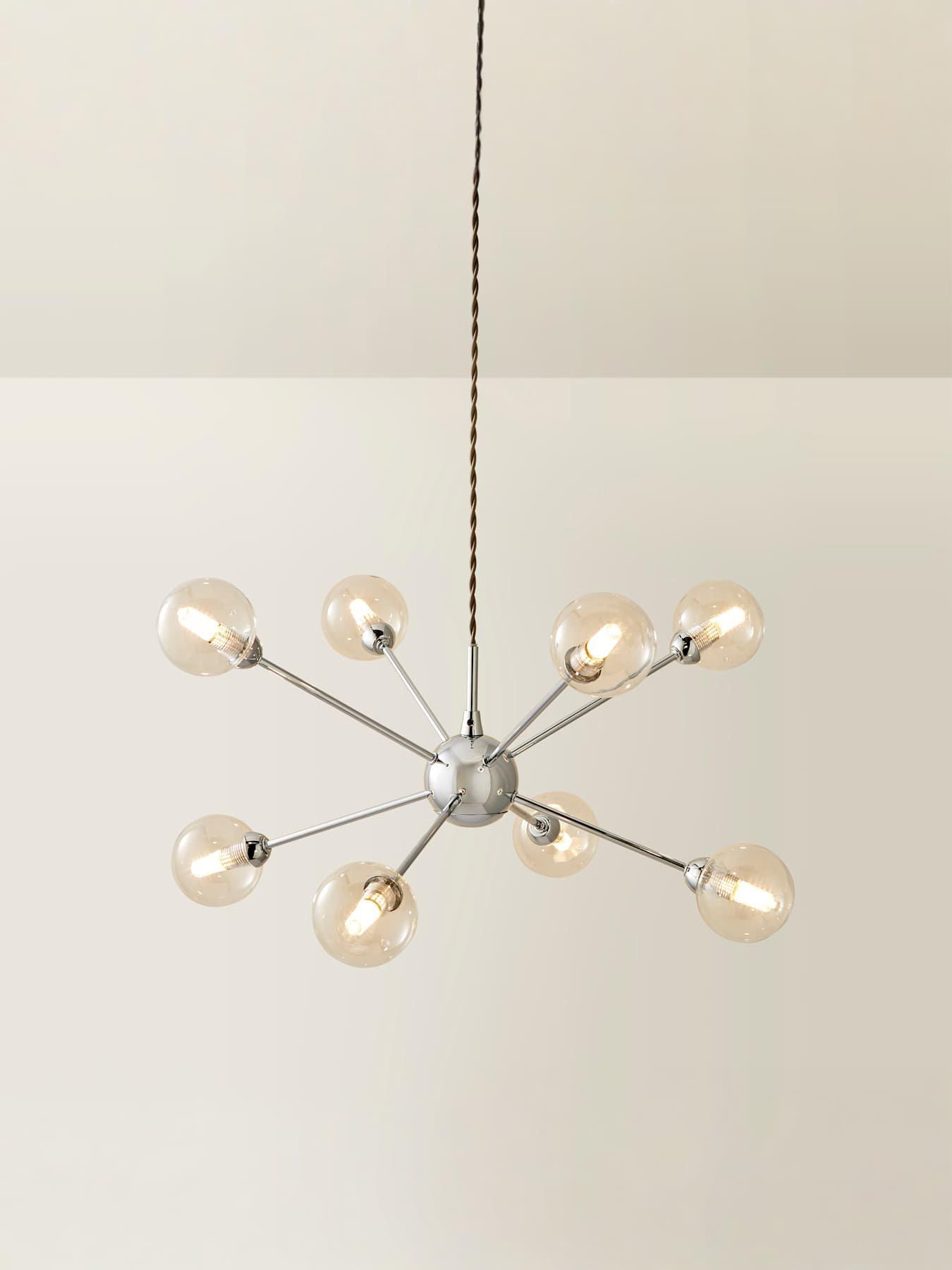 Image 4 of 7 of ValueLights Sputnik Chrome 8 Way Glass Globe Pendant Ceiling Light