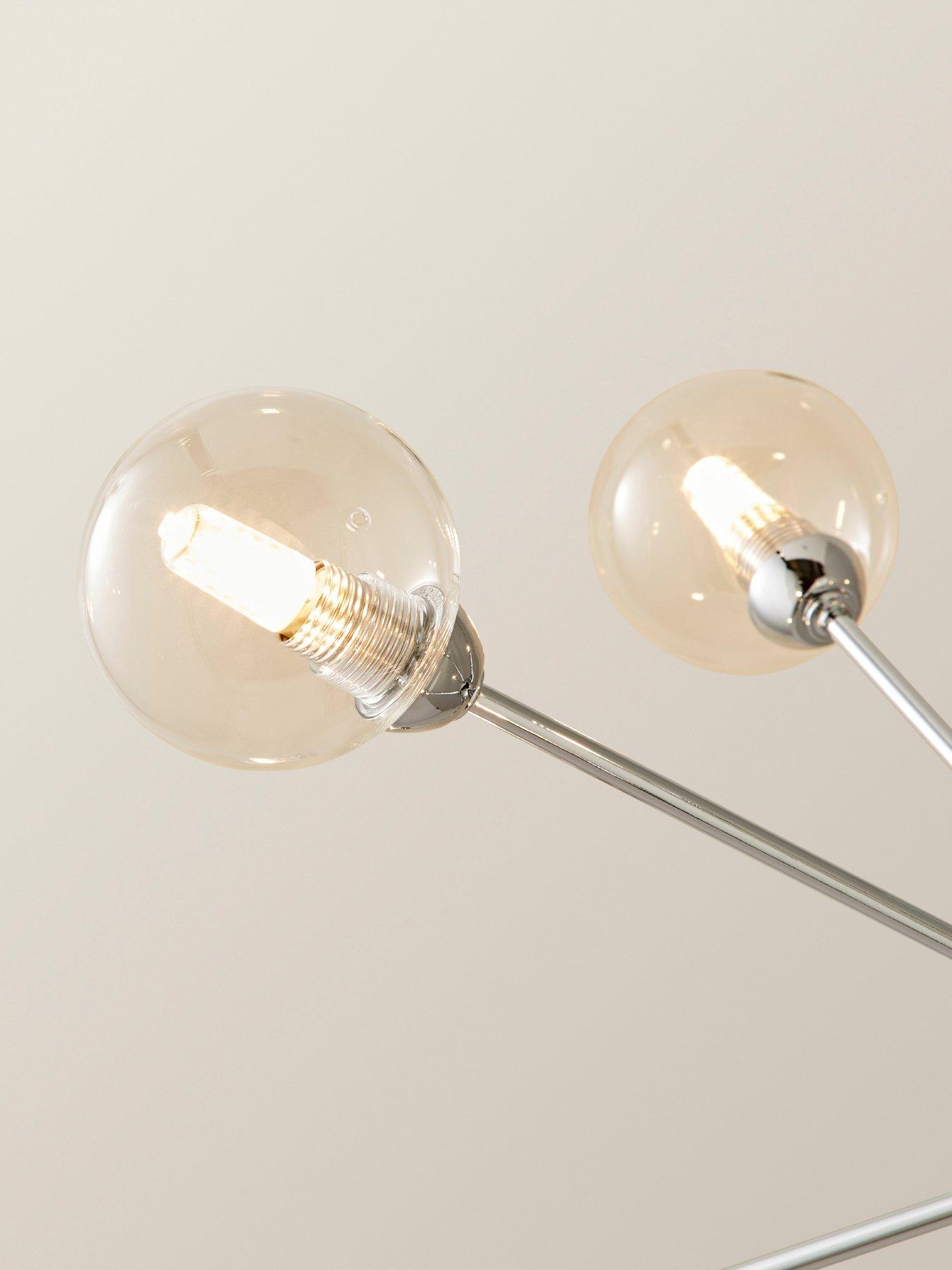 Image 5 of 7 of ValueLights Sputnik Chrome 8 Way Glass Globe Pendant Ceiling Light