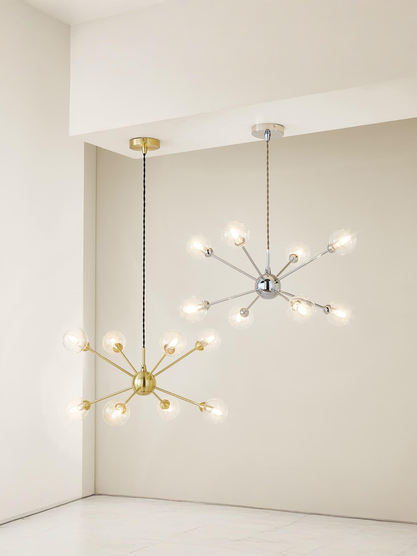 Image 7 of 7 of ValueLights Sputnik Chrome 8 Way Glass Globe Pendant Ceiling Light