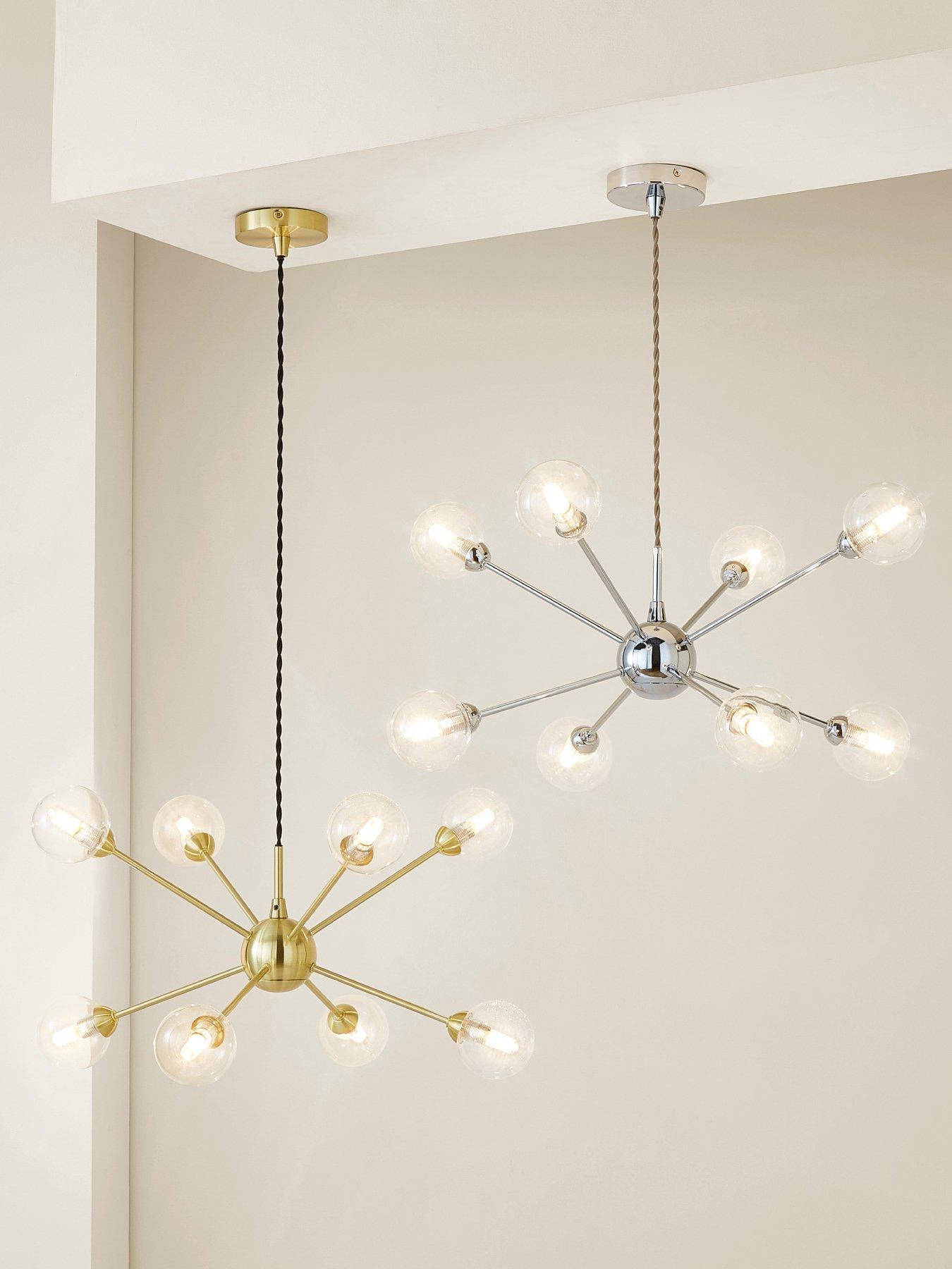 Image 7 of 7 of ValueLights Sputnik Gold 8 Way Glass Globe Pendant Ceiling Light