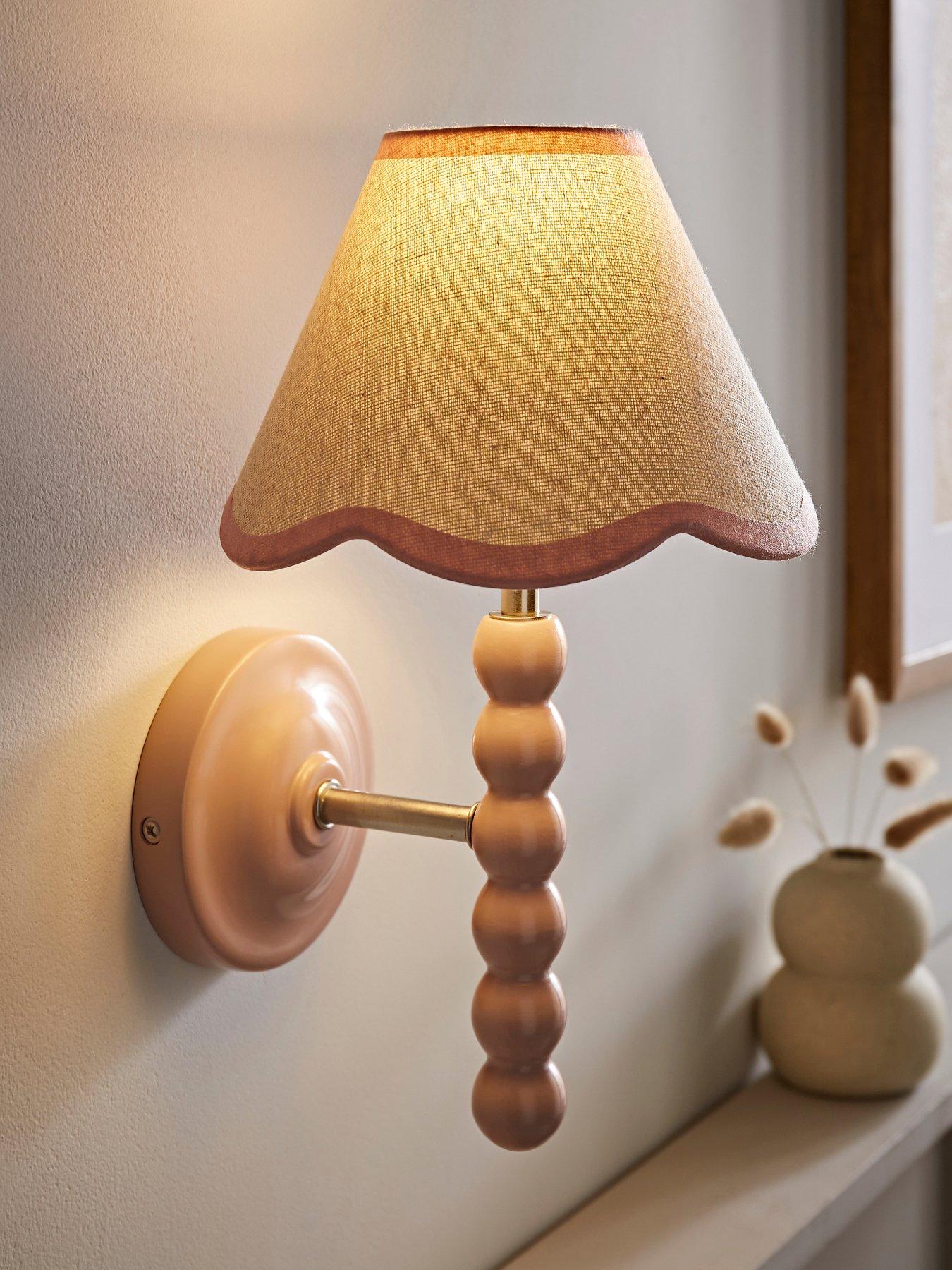valuelights-bobbins-rose-pink-bobble-wall-light-and-linen-pink-trim-lamp-shade