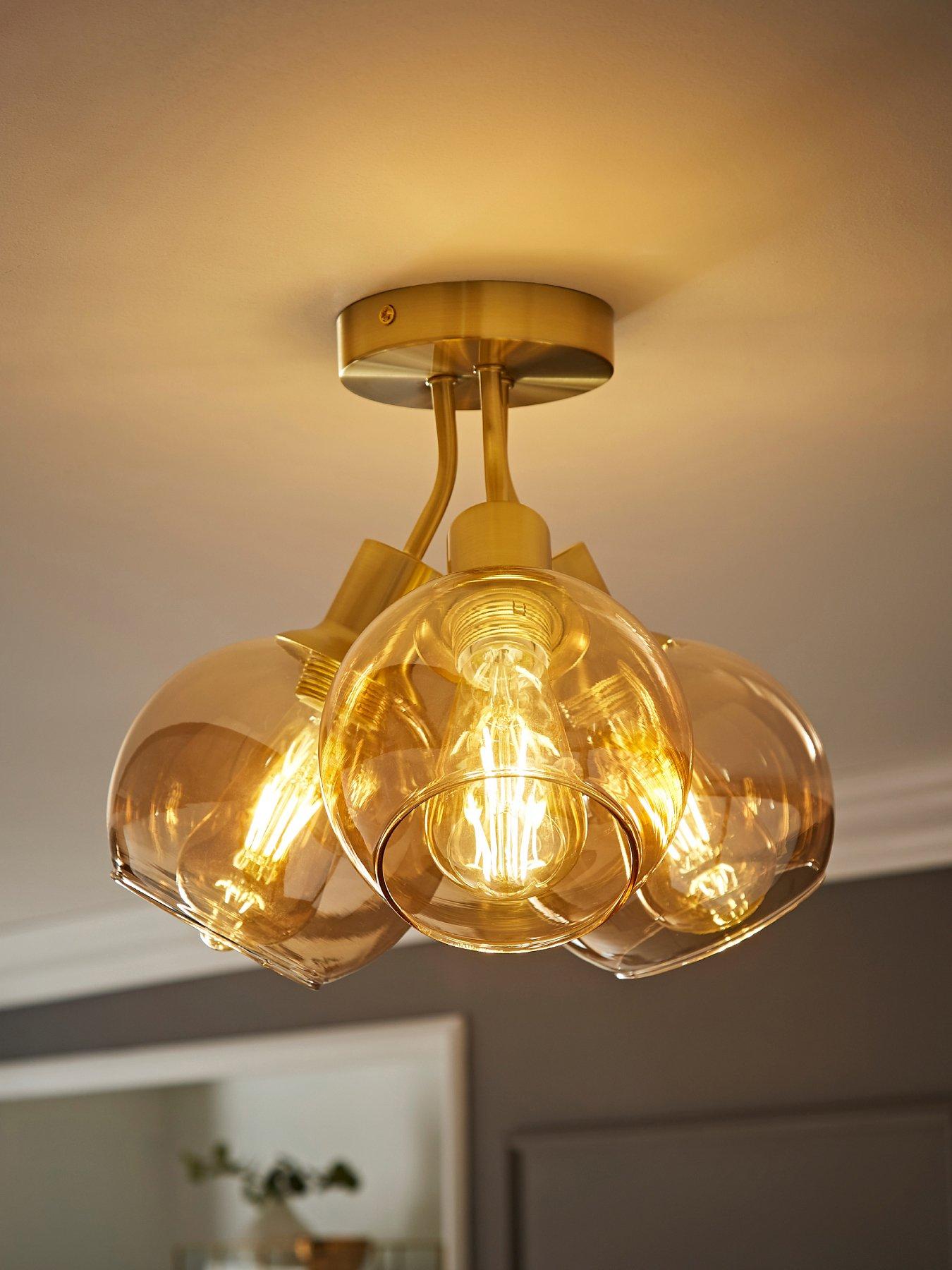 Image 1 of 6 of ValueLights Bellamy Brushed Gold Bubble Cluster Flush Ceiling Light