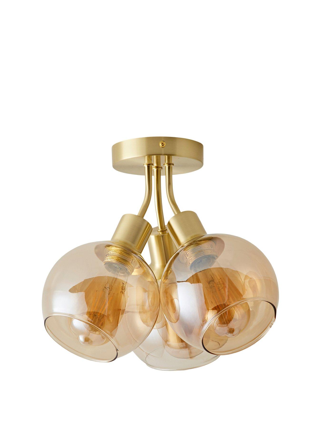 Image 2 of 6 of ValueLights Bellamy Brushed Gold Bubble Cluster Flush Ceiling Light