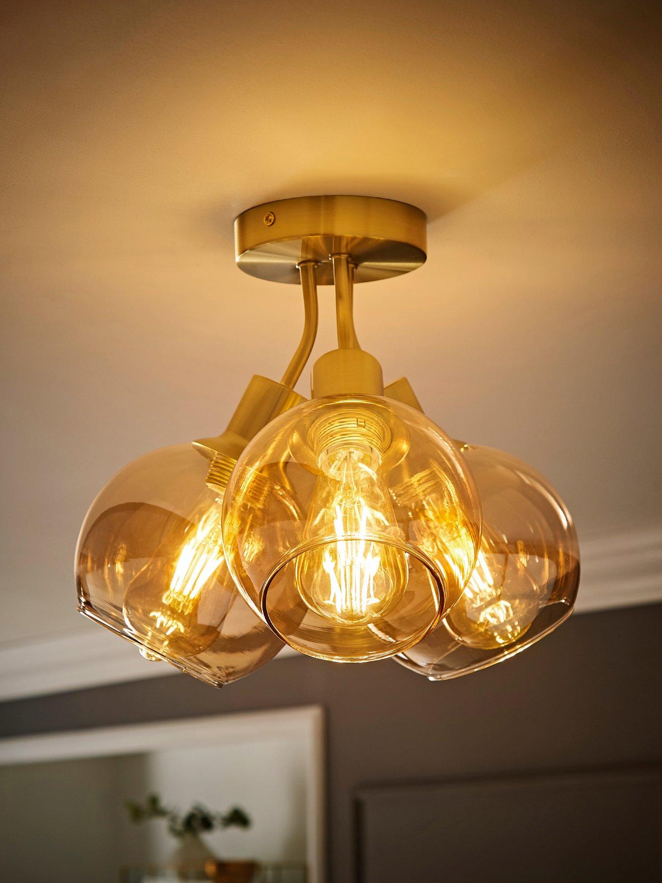 Image 3 of 6 of ValueLights Bellamy Brushed Gold Bubble Cluster Flush Ceiling Light