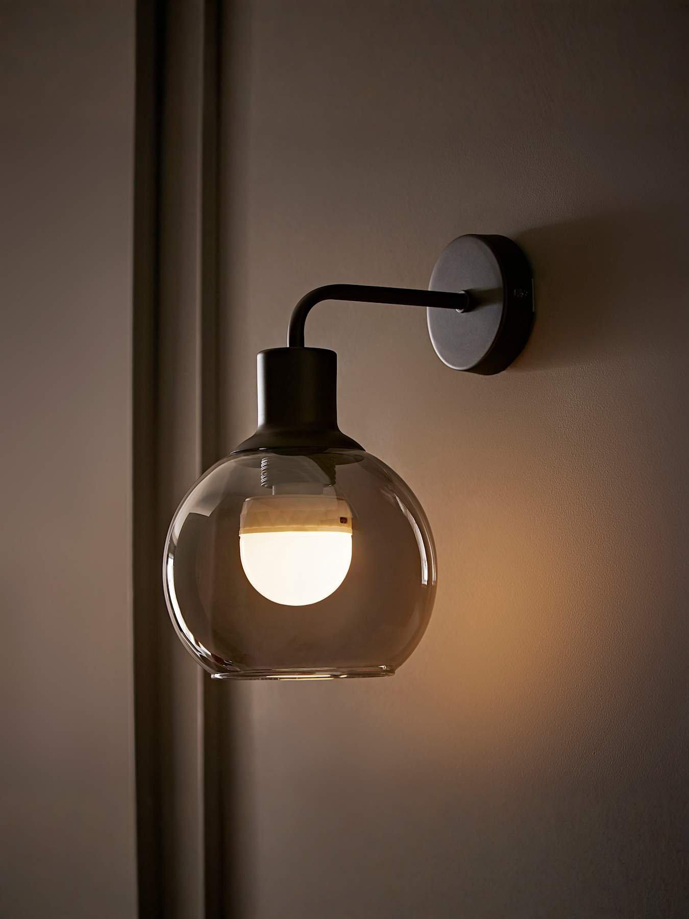 undefined Bellamy Black Glass Globe Rechargeable Wall Light