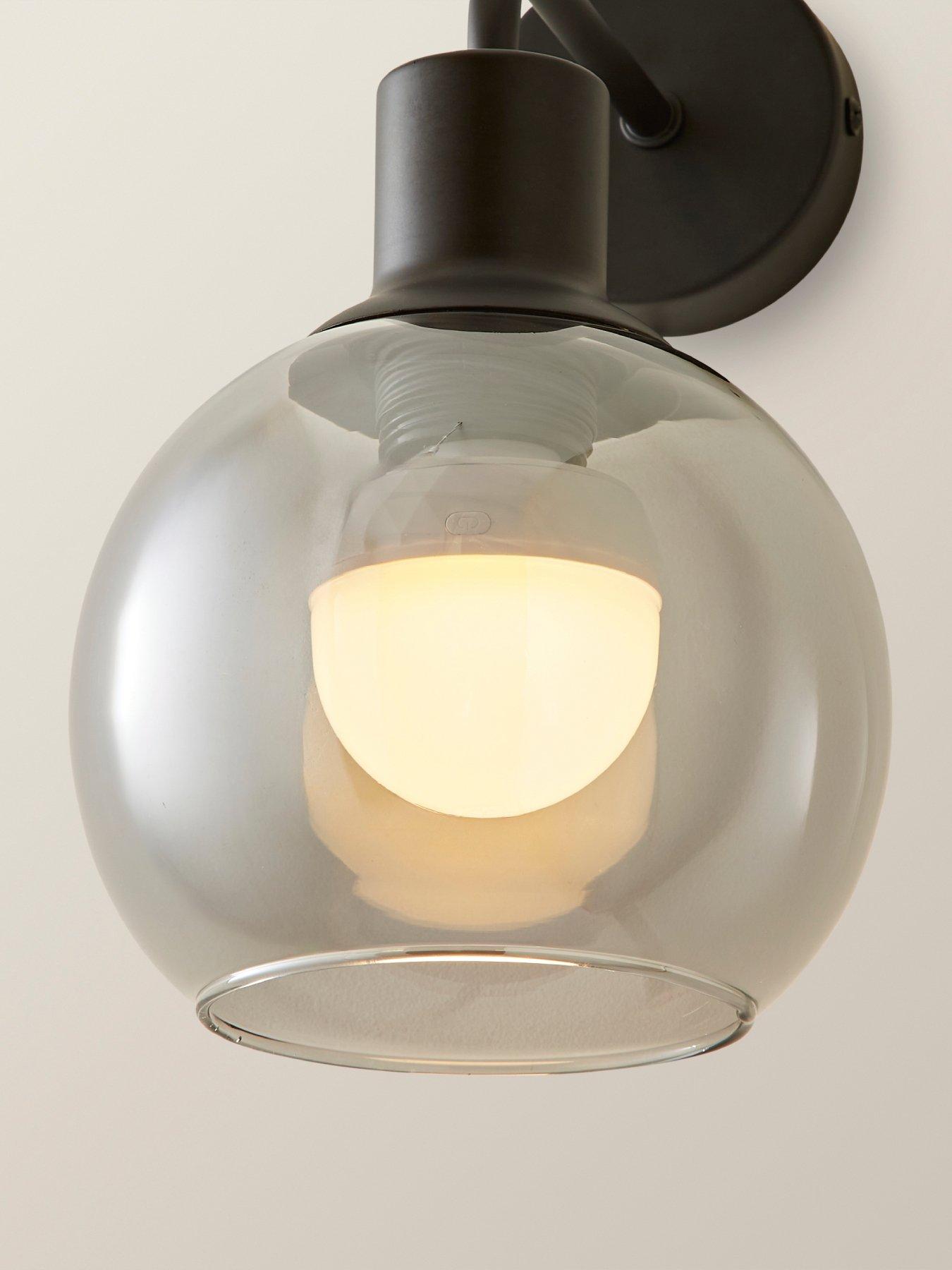 Image 5 of 6 of ValueLights Bellamy Black Glass Globe Rechargeable Wall Light