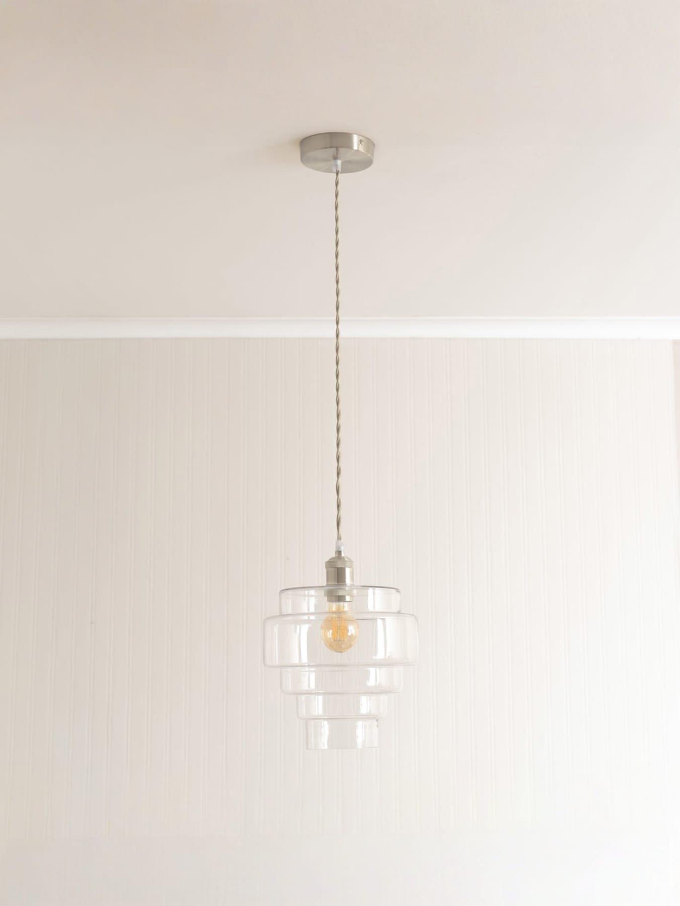 undefined Lane Clear Glass 5 Tier Layer Shade Brushed Chrome Single Ceiling Pendant Light