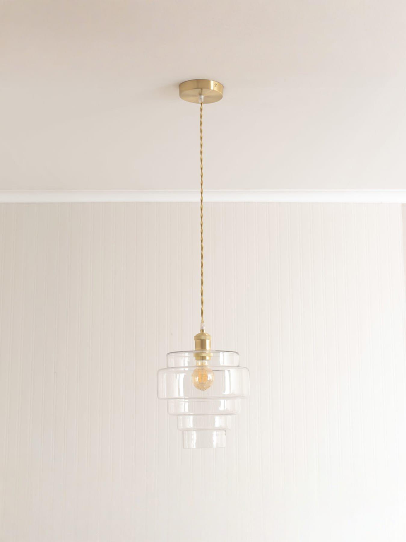 undefined Lane Clear Glass 5 Tier Layer Shade Brushed Gold Single Ceiling Pendant Light