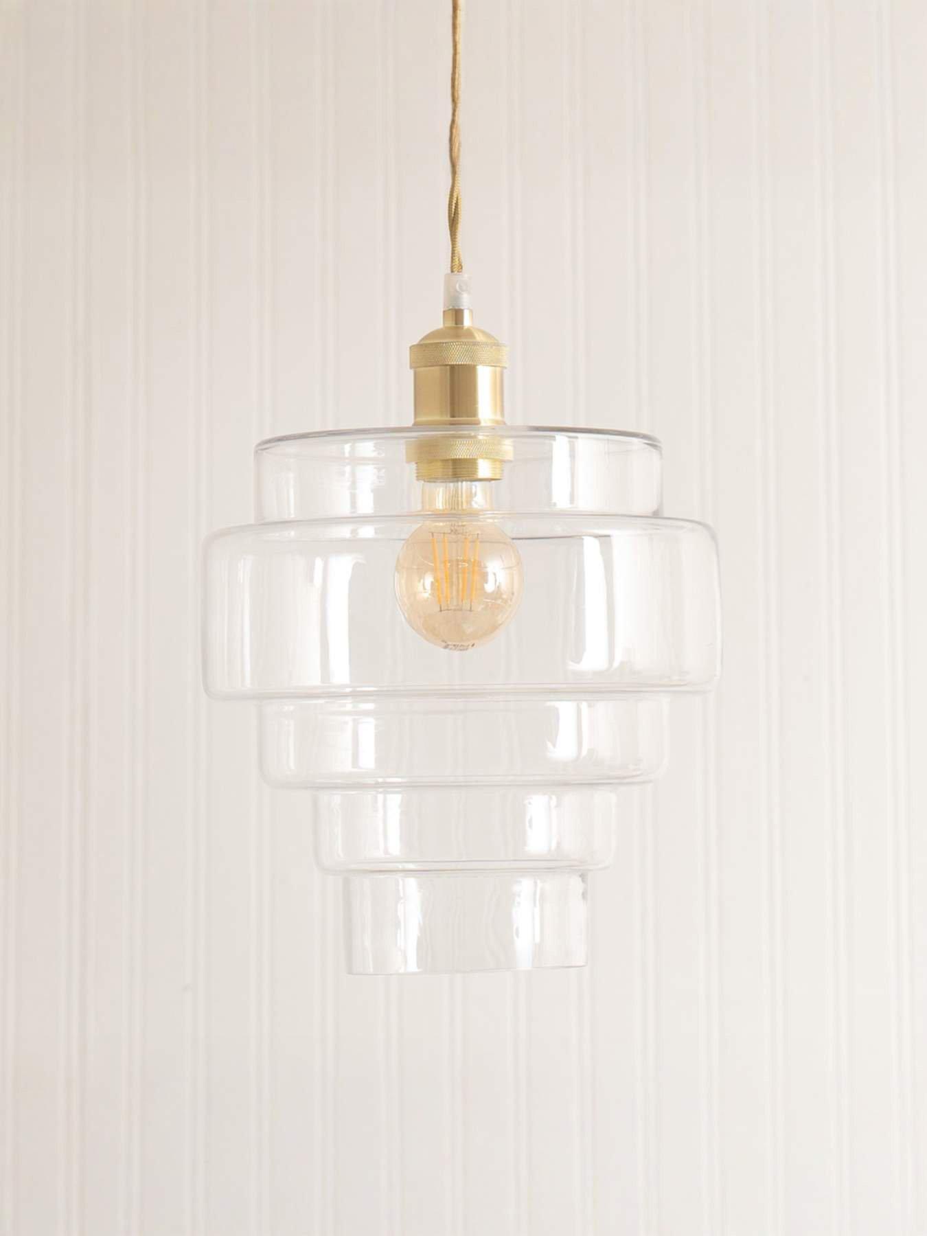 undefined Lane Clear Glass 5 Tier Layered Easy Fit Ceiling Pendant Lamp Shade