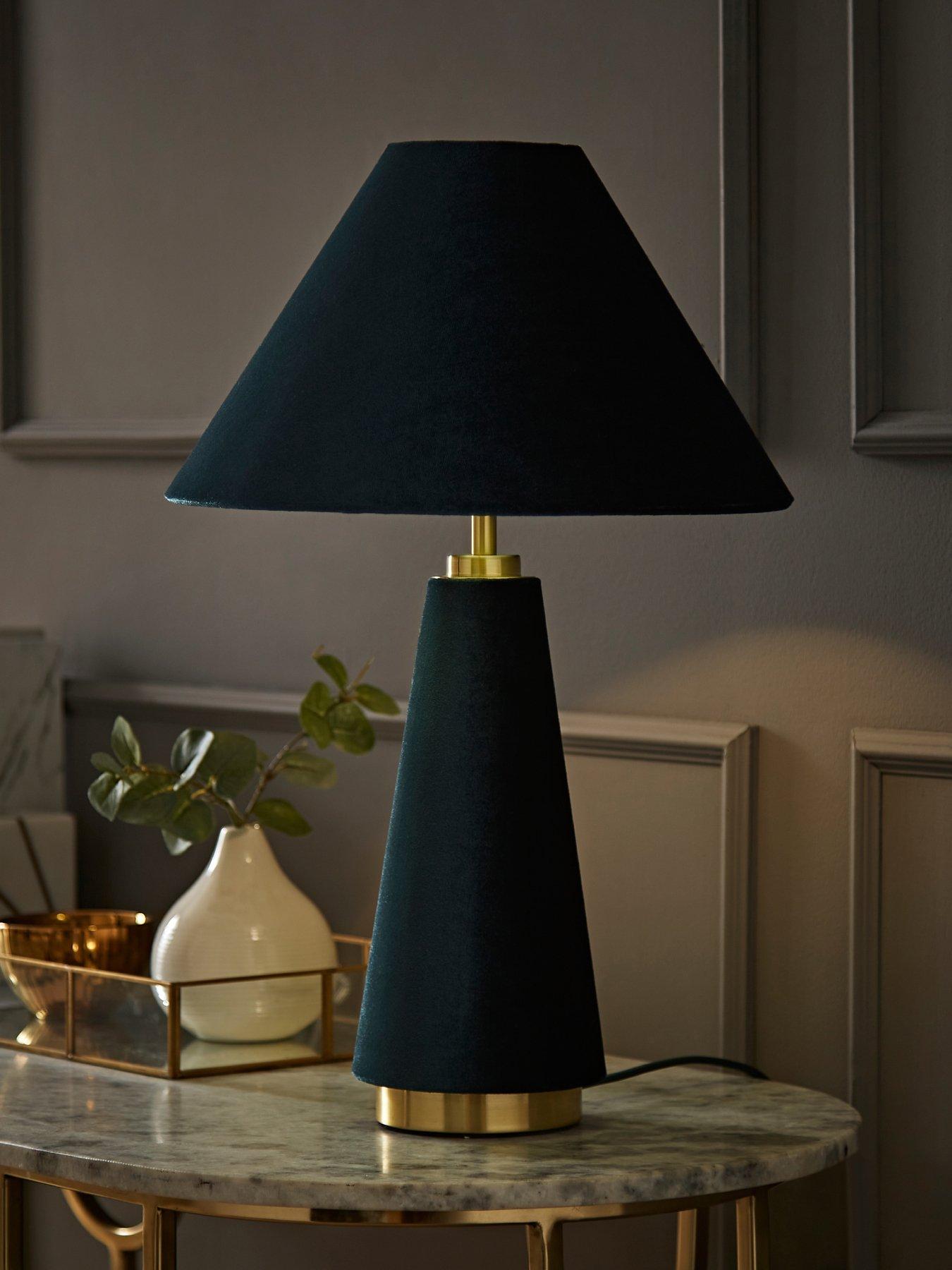 ValueLights Martha Conical Teal Velvet Table Lamp