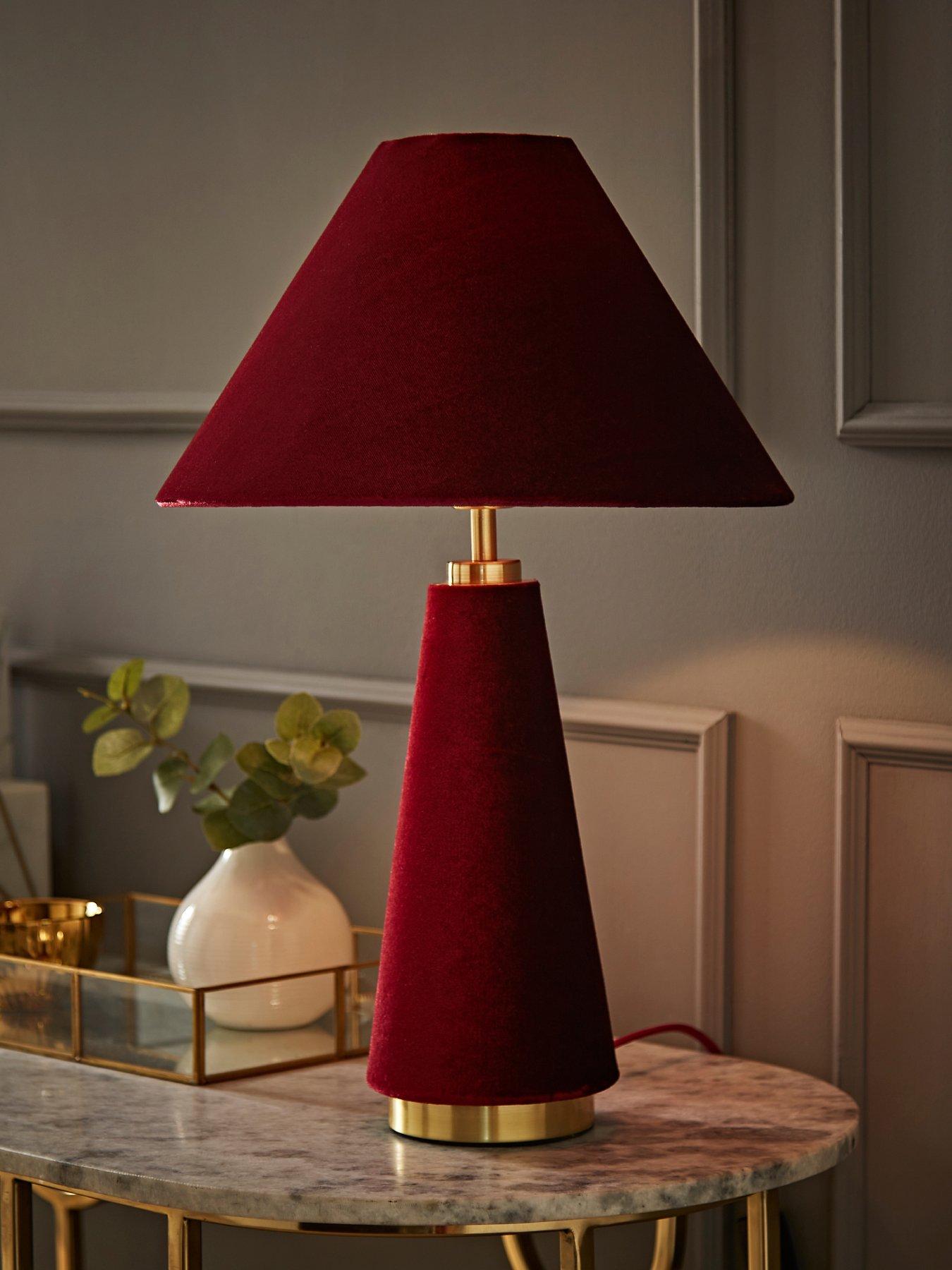 undefined Martha Conical Burgundy Velvet Table Lamp