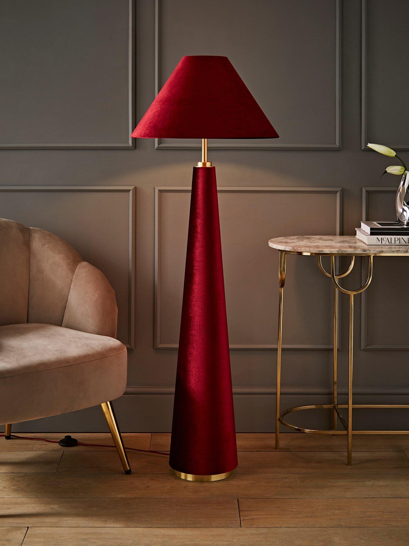 undefined Martha Conical Burgundy Velvet Midi Floor Lamp