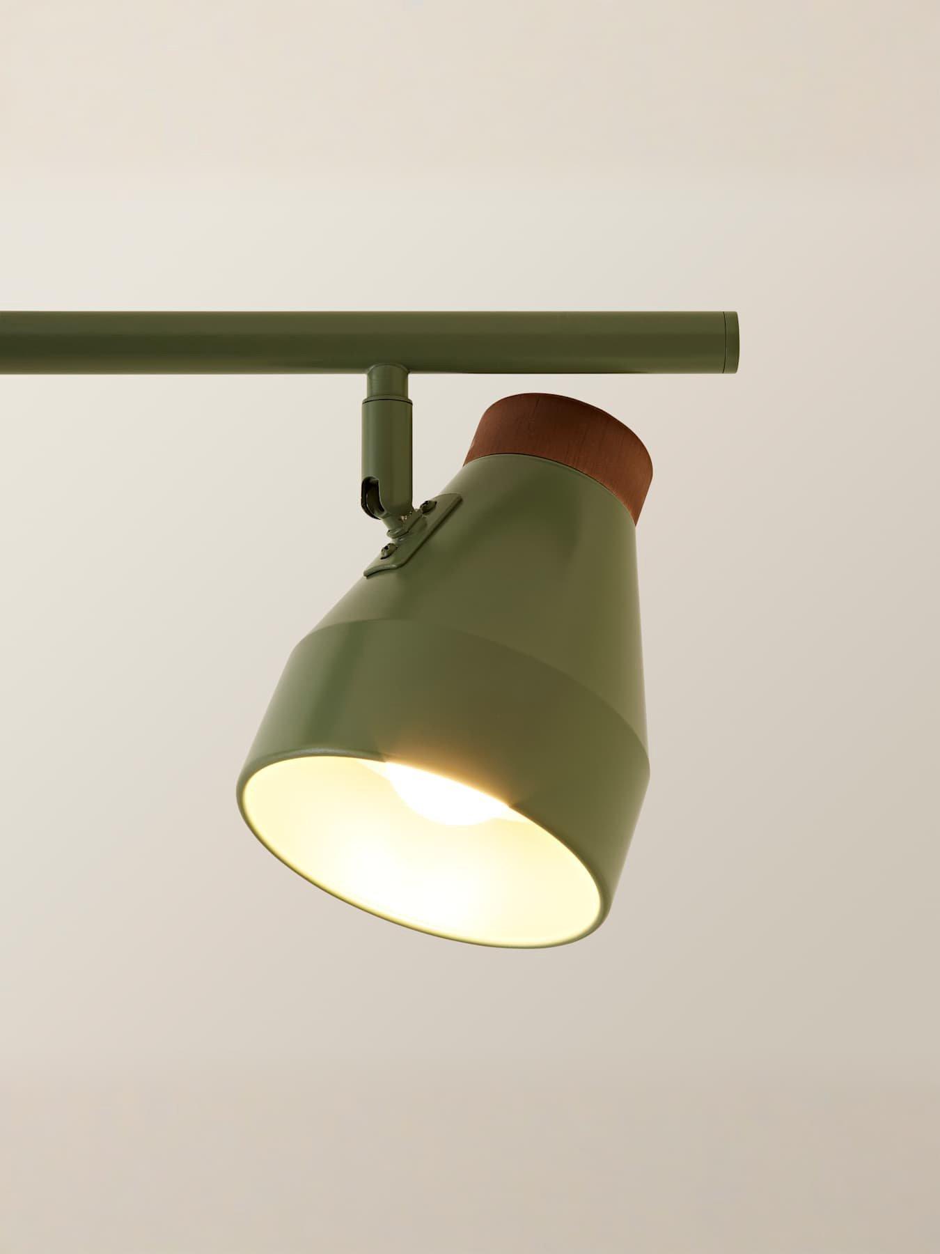 Image 5 of 7 of ValueLights Parker Green And Walnut 3 Way Ceiling Light