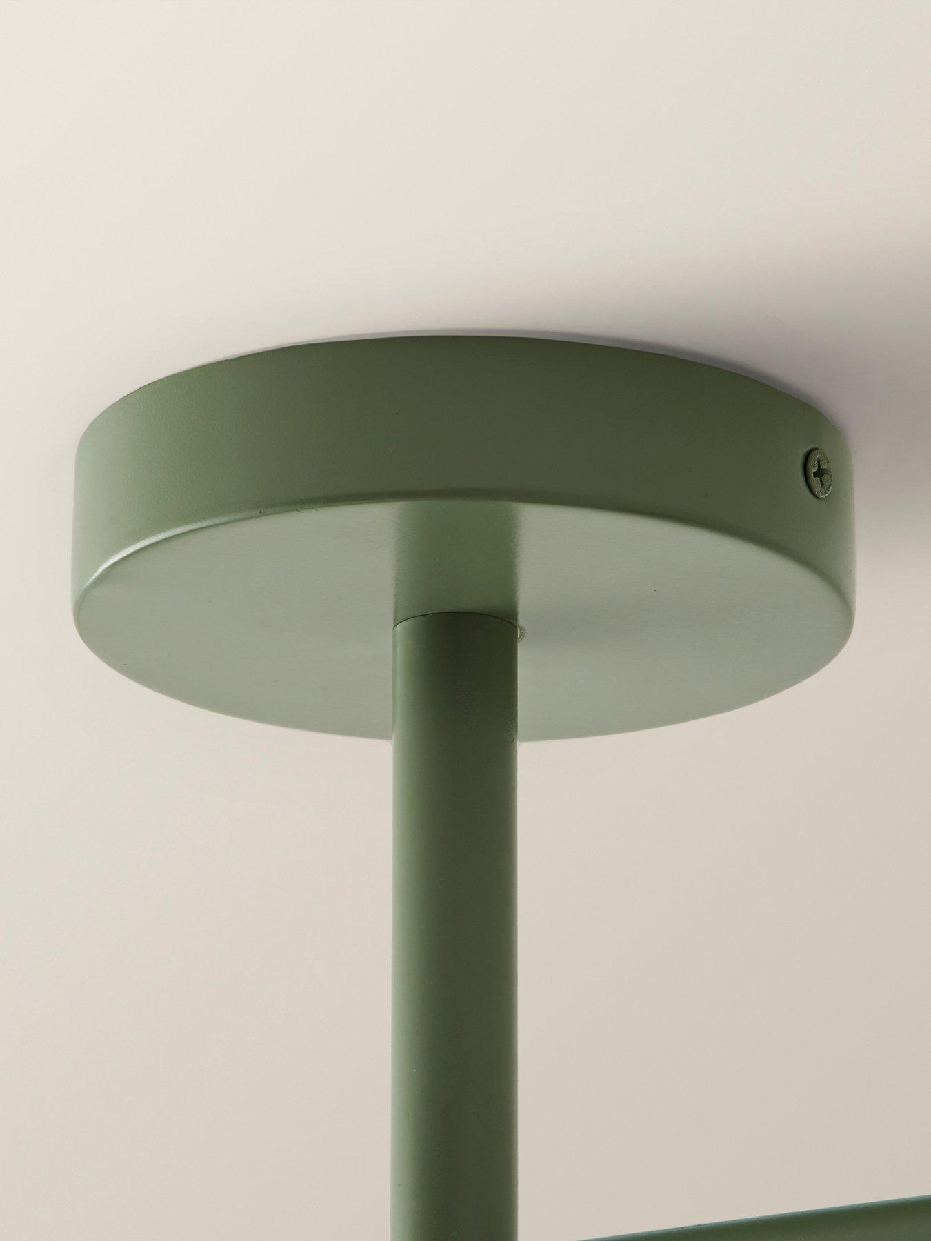 Image 6 of 7 of ValueLights Parker Green And Walnut 3 Way Ceiling Light