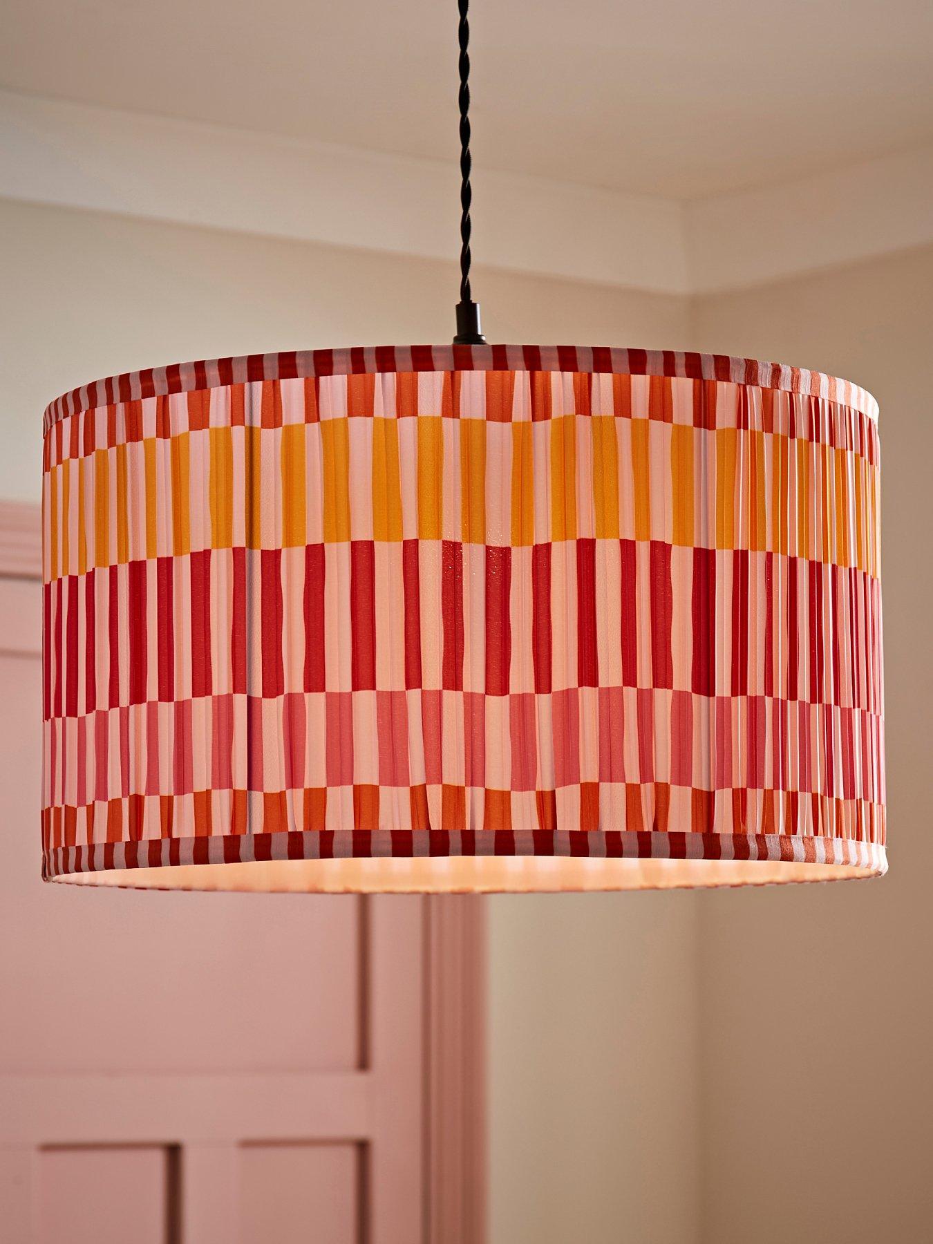 undefined Rae Large Pleated Stripe Multicolour Drum Easy Fit Ceiling Light Lamp Shade