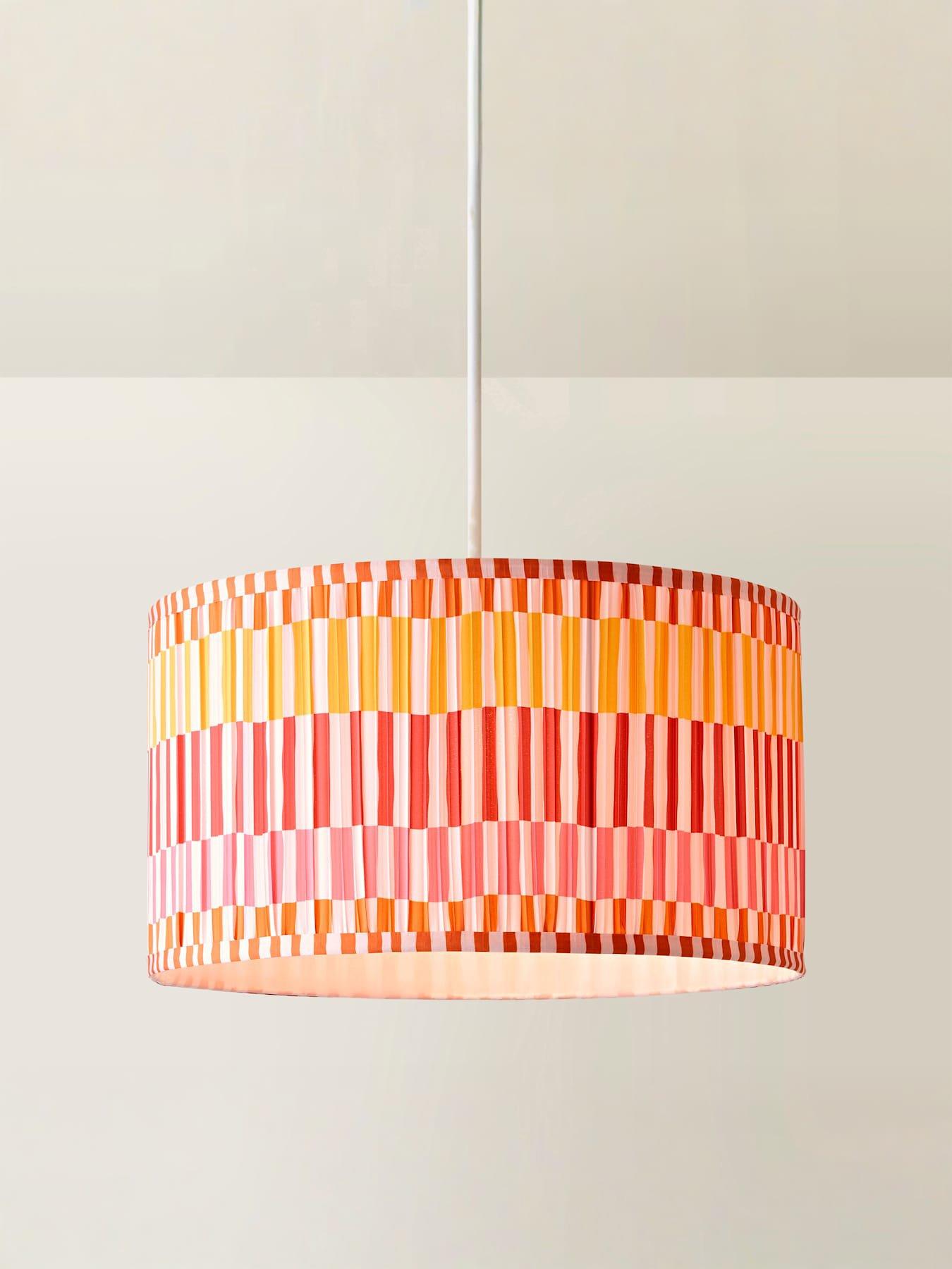 Image 4 of 6 of ValueLights Rae Large Pleated Stripe Multicolour Drum Easy Fit Ceiling Light Lamp Shade
