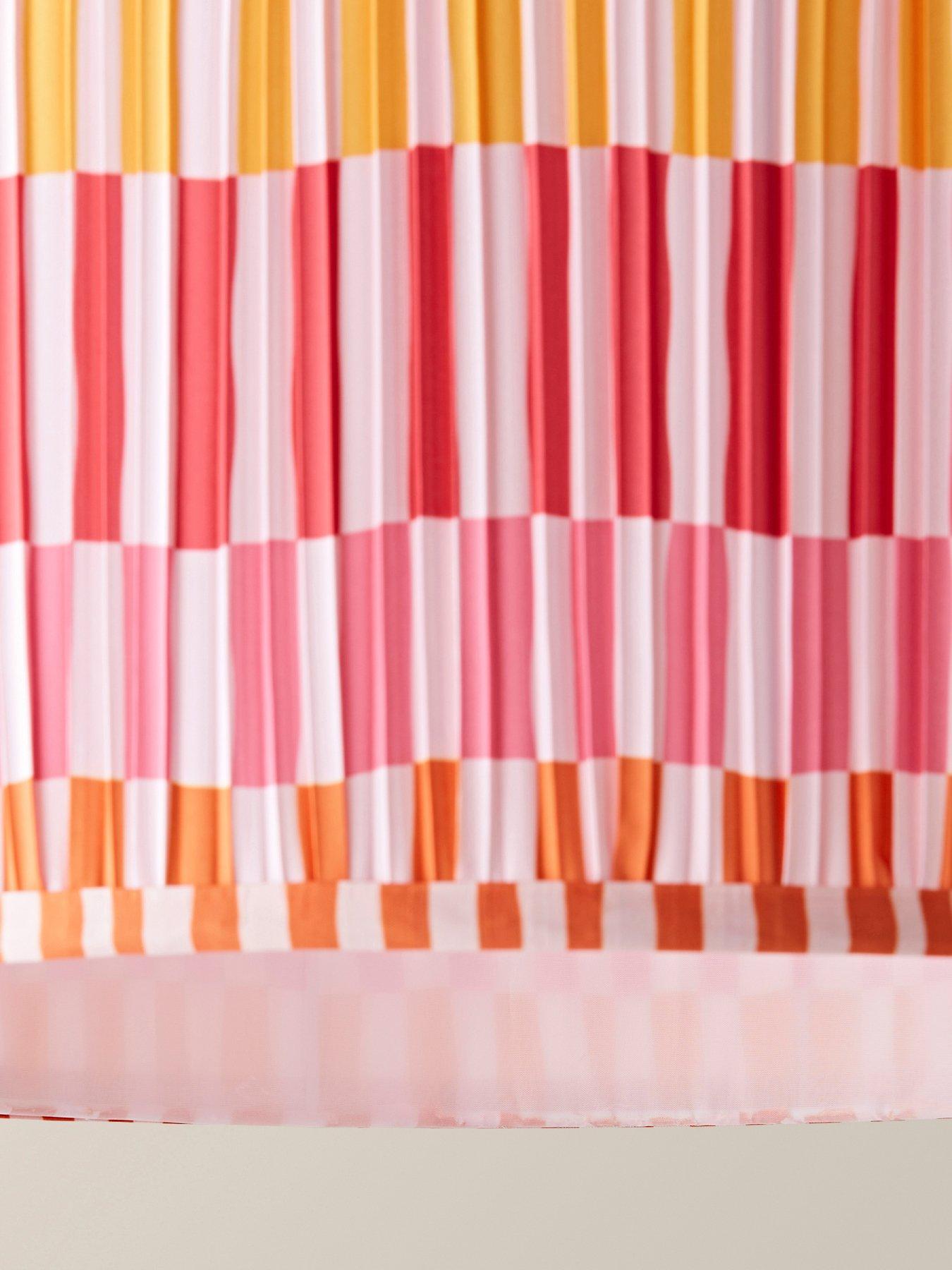 Image 6 of 6 of ValueLights Rae Large Pleated Stripe Multicolour Drum Easy Fit Ceiling Light Lamp Shade