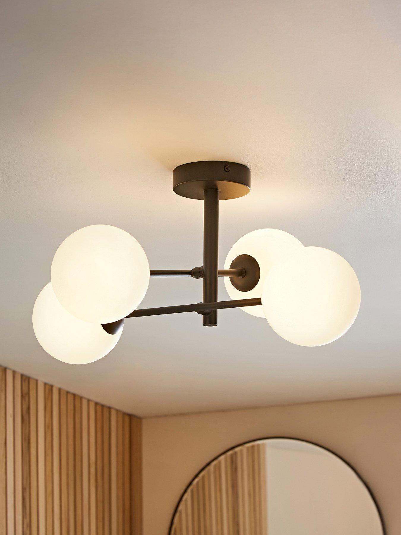 undefined Darla Black 4 Way Frosted Globe Bathroom Ceiling Light