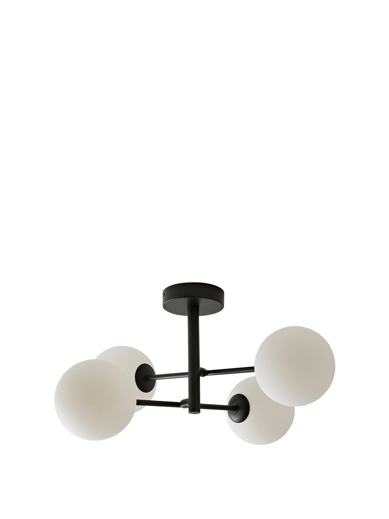 Image 2 of 6 of ValueLights Darla Black 4 Way Frosted Globe Bathroom Ceiling Light