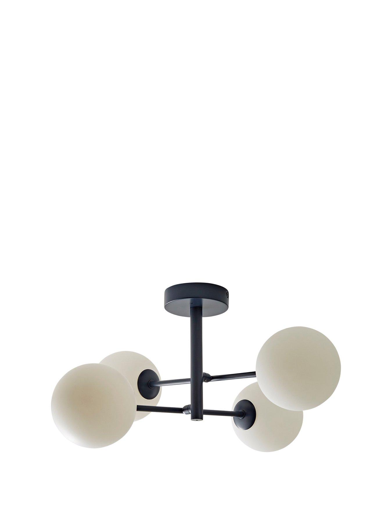 Image 2 of 7 of ValueLights Darla Navy 4 Way Frosted Globe Bathroom Ceiling Light