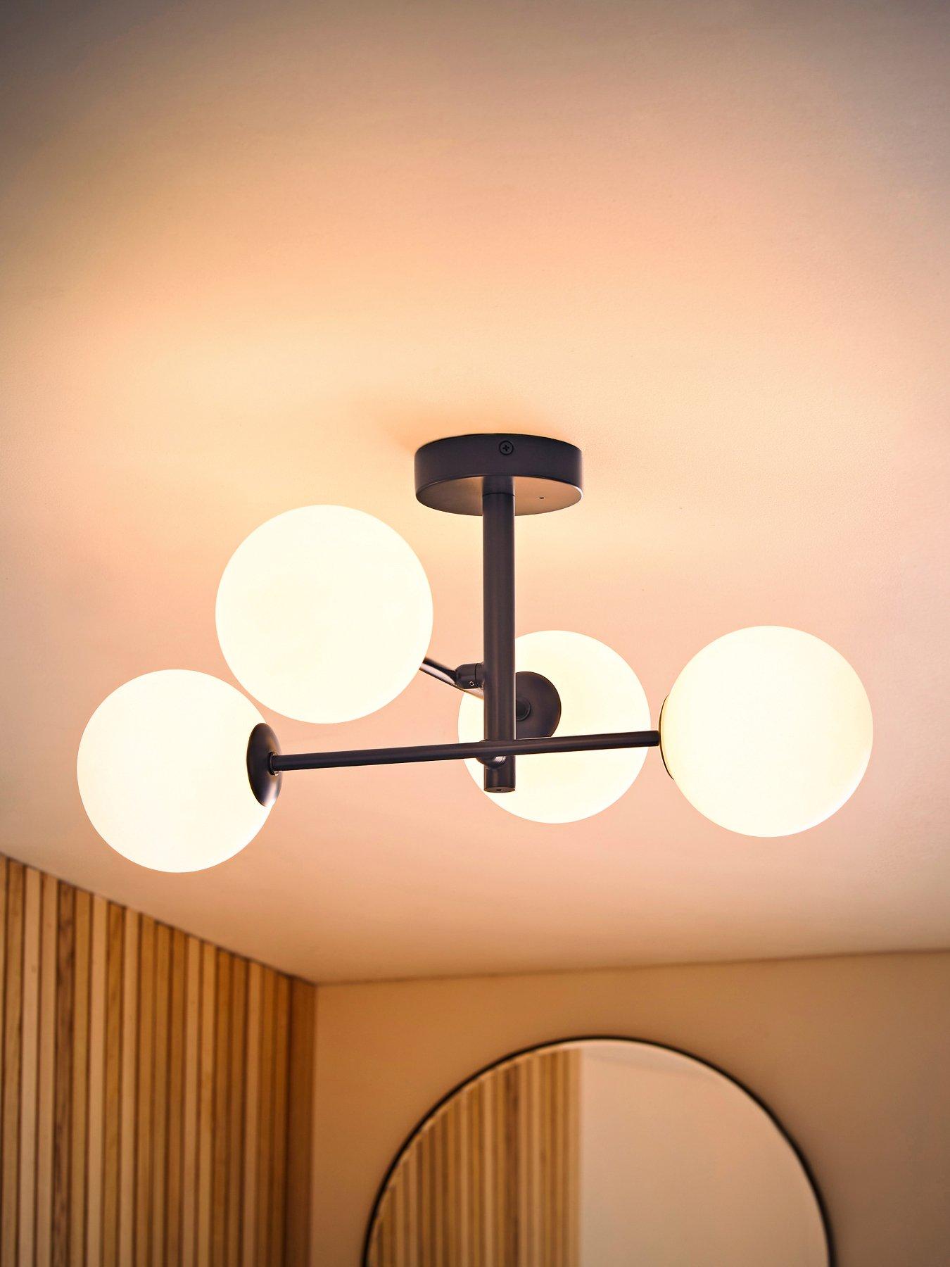 Image 3 of 7 of ValueLights Darla Navy 4 Way Frosted Globe Bathroom Ceiling Light
