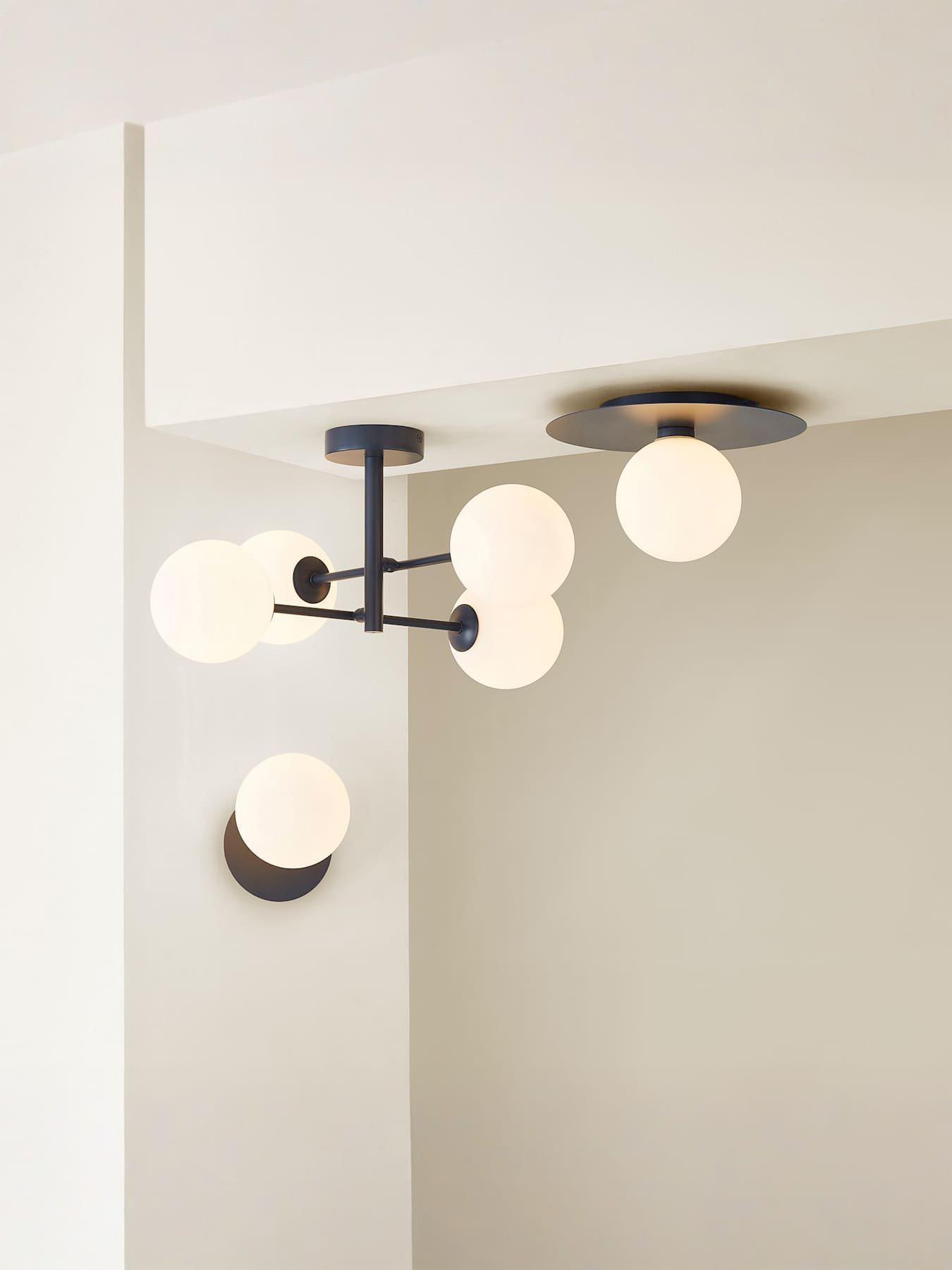 Image 7 of 7 of ValueLights Darla Navy 4 Way Frosted Globe Bathroom Ceiling Light