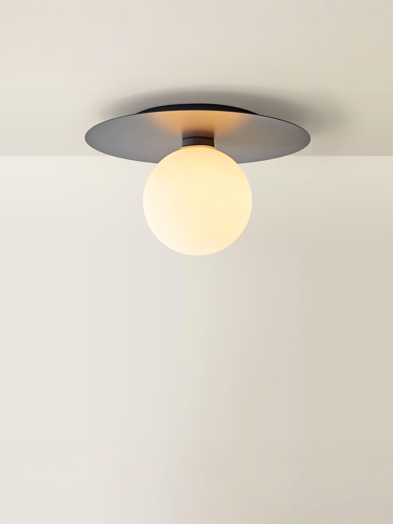 Image 4 of 7 of ValueLights Darla Navy Frosted Globe Bathroom Flush Ceiling Light