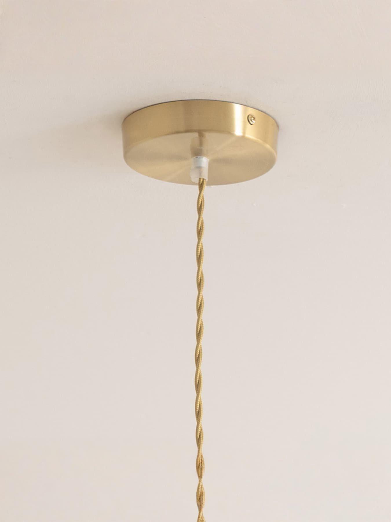 Image 5 of 5 of ValueLights Lane Green Glass 5 Tier Layer Shade Brushed Gold Single Ceiling Pendant Light