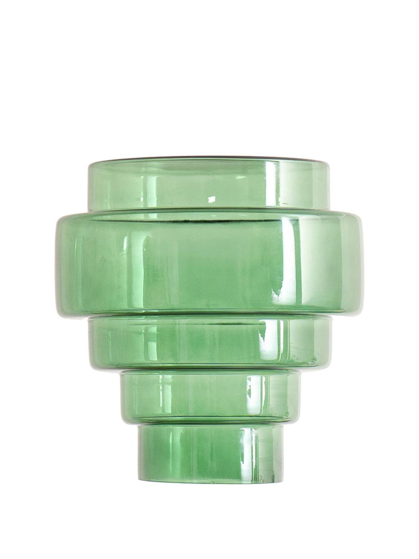 Image 2 of 4 of ValueLights Lane Green Glass 5 Tier Layered Easy Fit Ceiling Pendant Lamp Shade