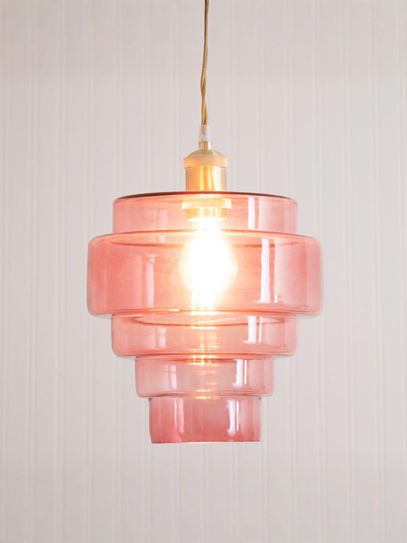 Image 3 of 3 of ValueLights Lane Pink Glass 5 Tier Layered Easy Fit Ceiling Pendant Lamp Shade