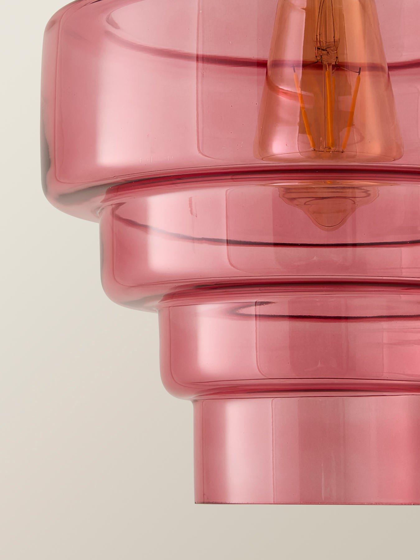 Image 4 of 7 of ValueLights Lane Pink Glass 5 Tier Layered Easy Fit Ceiling Pendant Lamp Shade