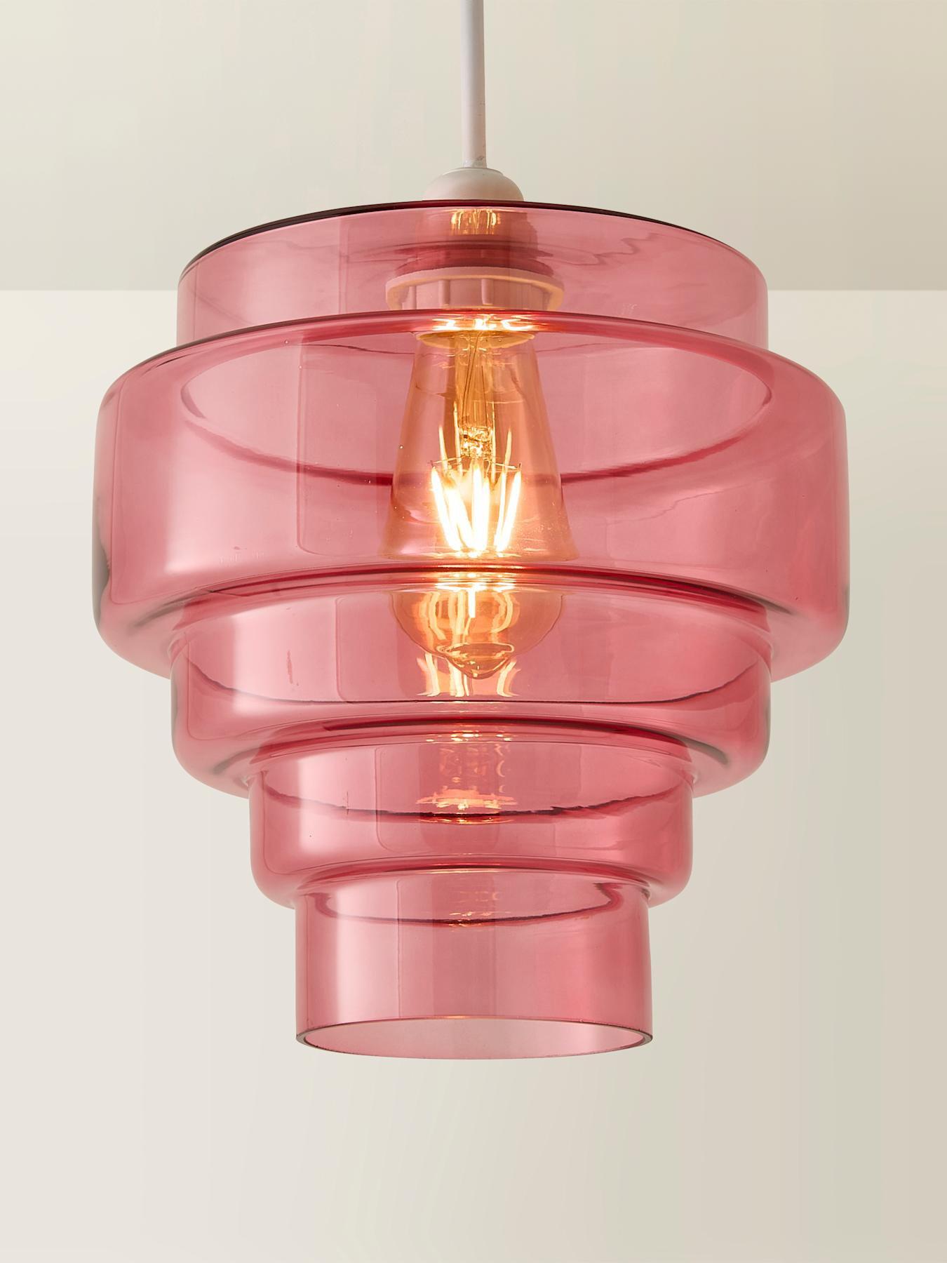 Image 5 of 7 of ValueLights Lane Pink Glass 5 Tier Layered Easy Fit Ceiling Pendant Lamp Shade