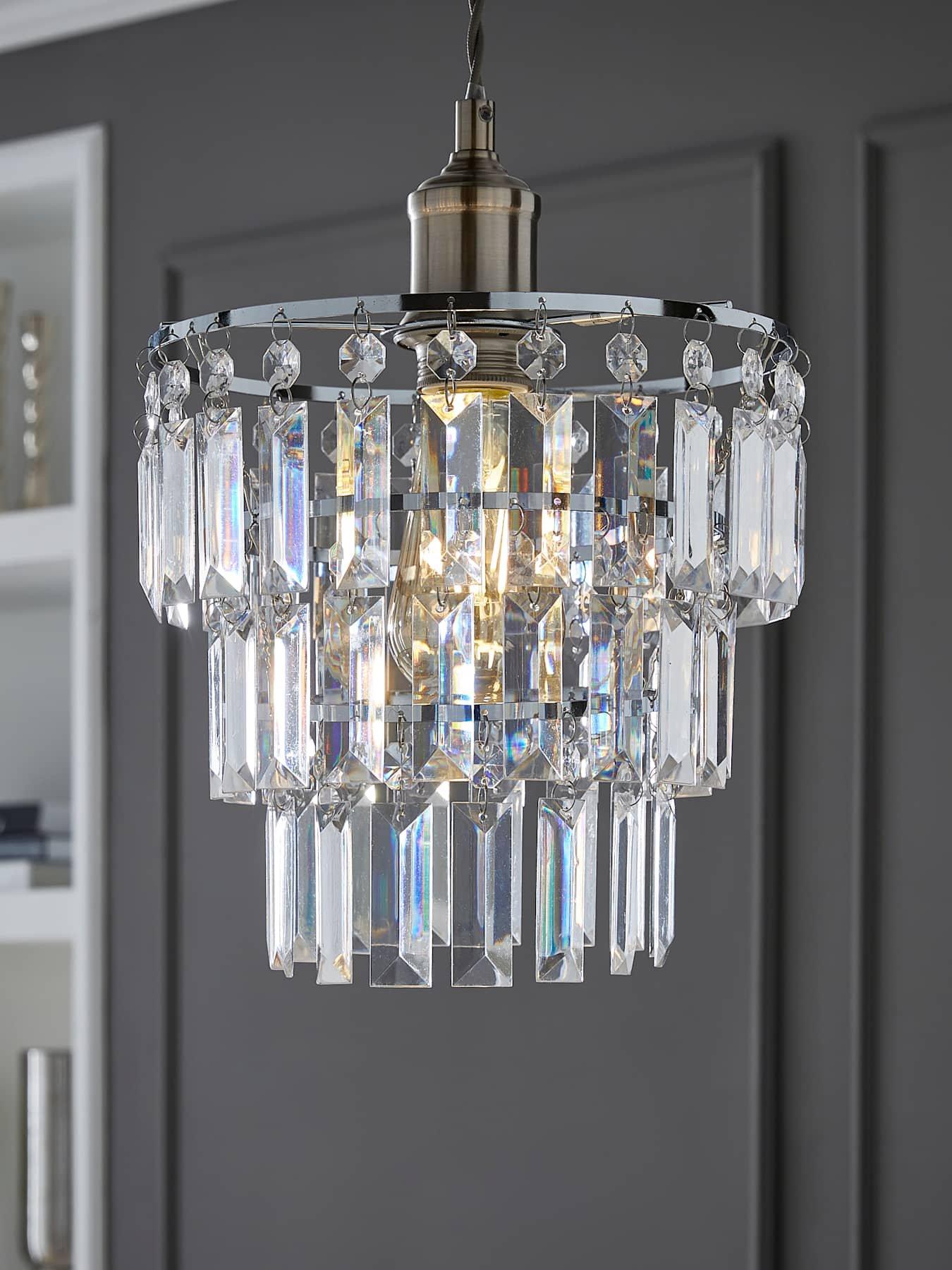ValueLights Kelsks Ne Pendant Shade Chrome Clear